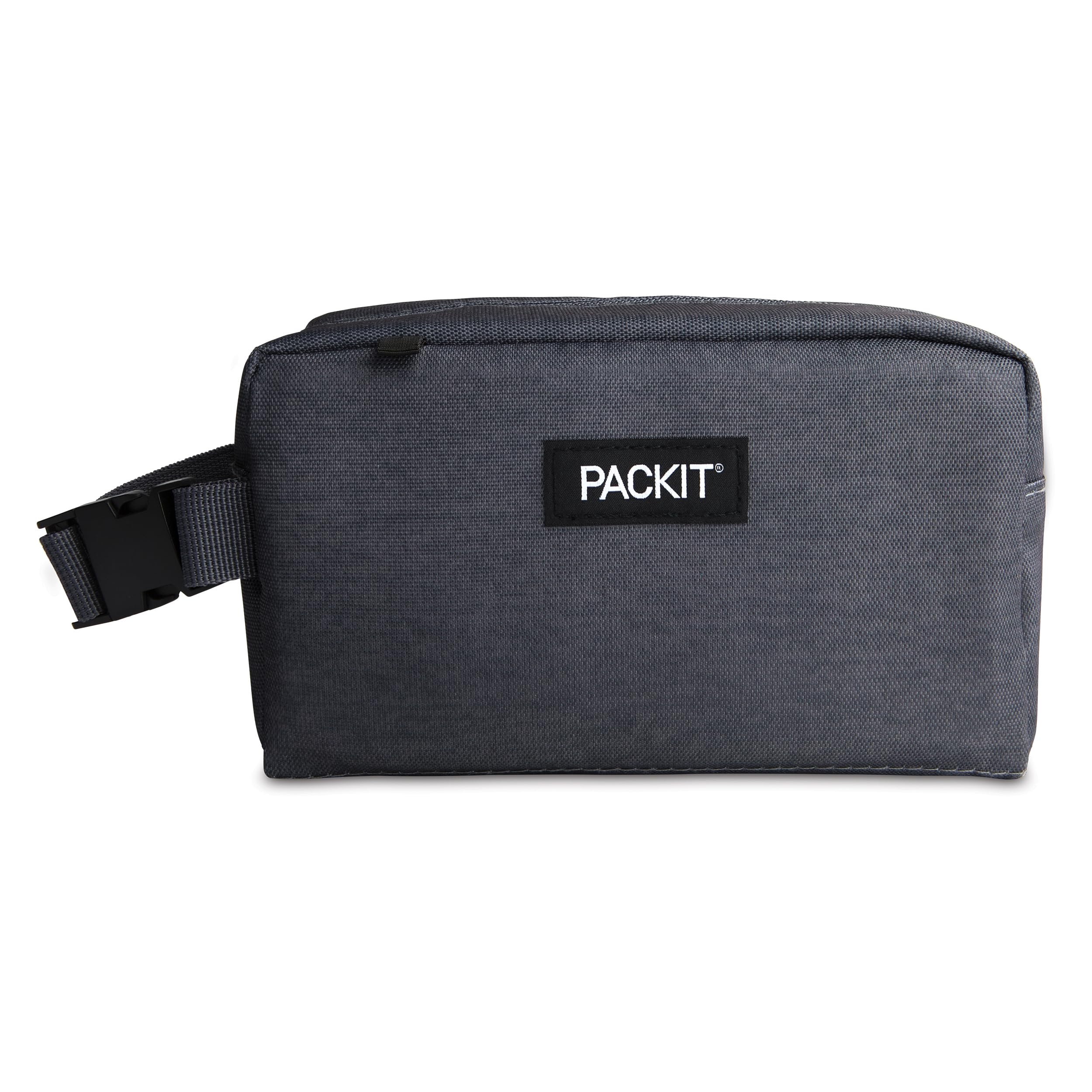 Packit Freezable Snack Box, City Charcoal, Built With Ecofreeze Technology, Collapsible, Reusable, Zip Closure With Buckle Handl