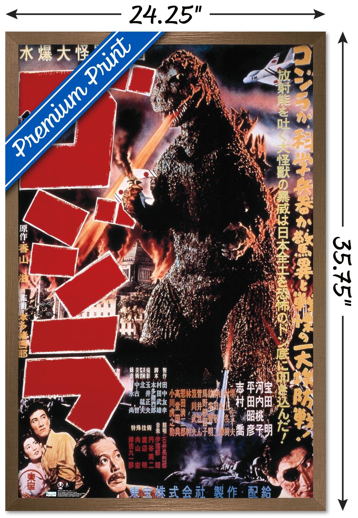 Trends International Godzilla - Godzilla (1954) Wall Poster, 22.375'' X 34'', Bronze Framed Version