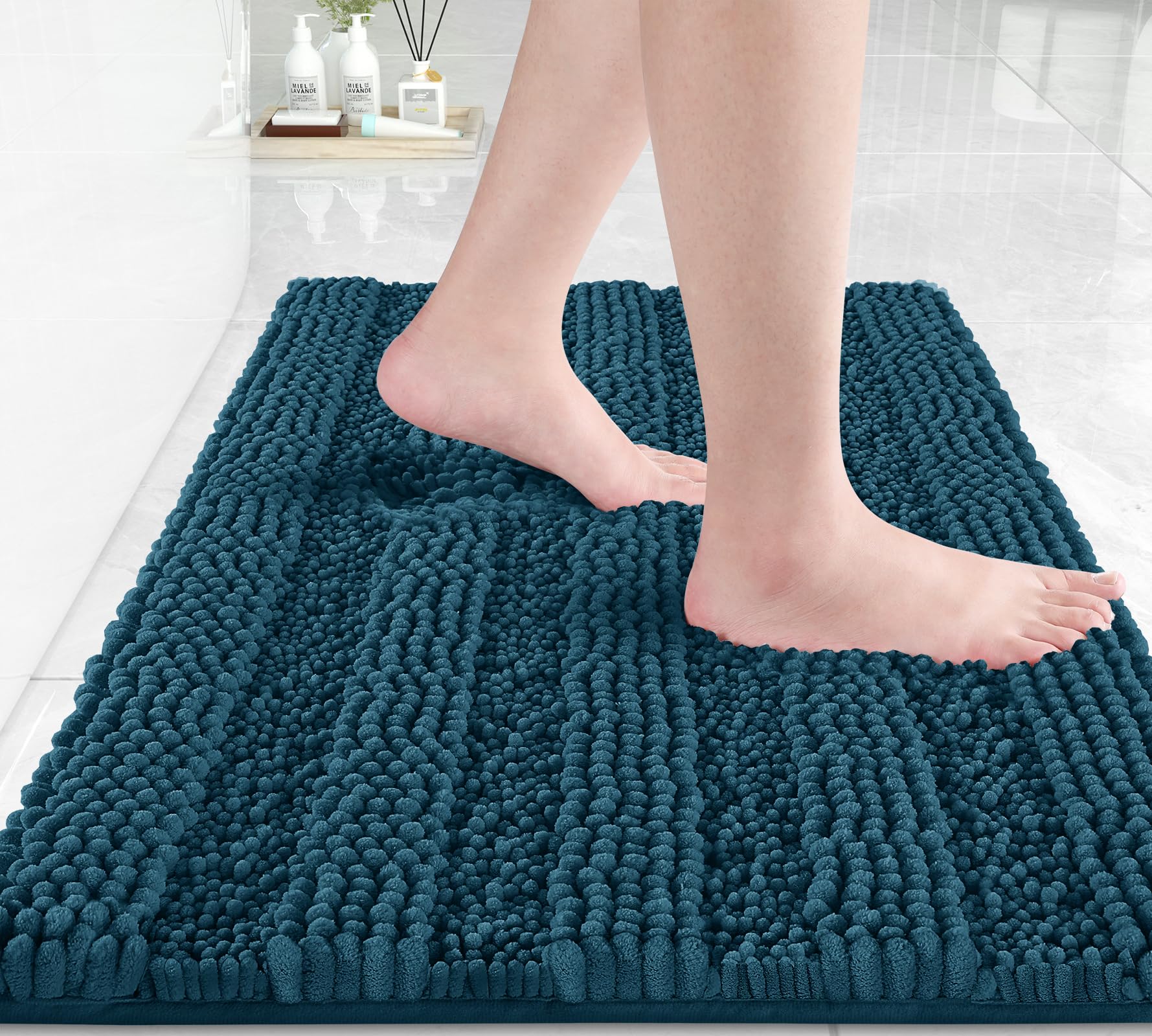 Yimobra Bathroom Rug Mat 44 X 24, Non Slip And Super Absorbent Bath Mat,Machine Washable Quick Dry,Ultra Plush Chenille Shower R