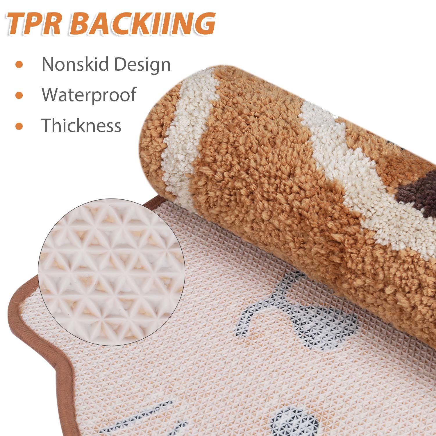 Ankah Shower, Tub, Bath Mat, Bathroom Rug, Non-Slip, Absorbent, Soft Mat For Bathroom, Adorable Design Cat-Picture Bath Mat Door