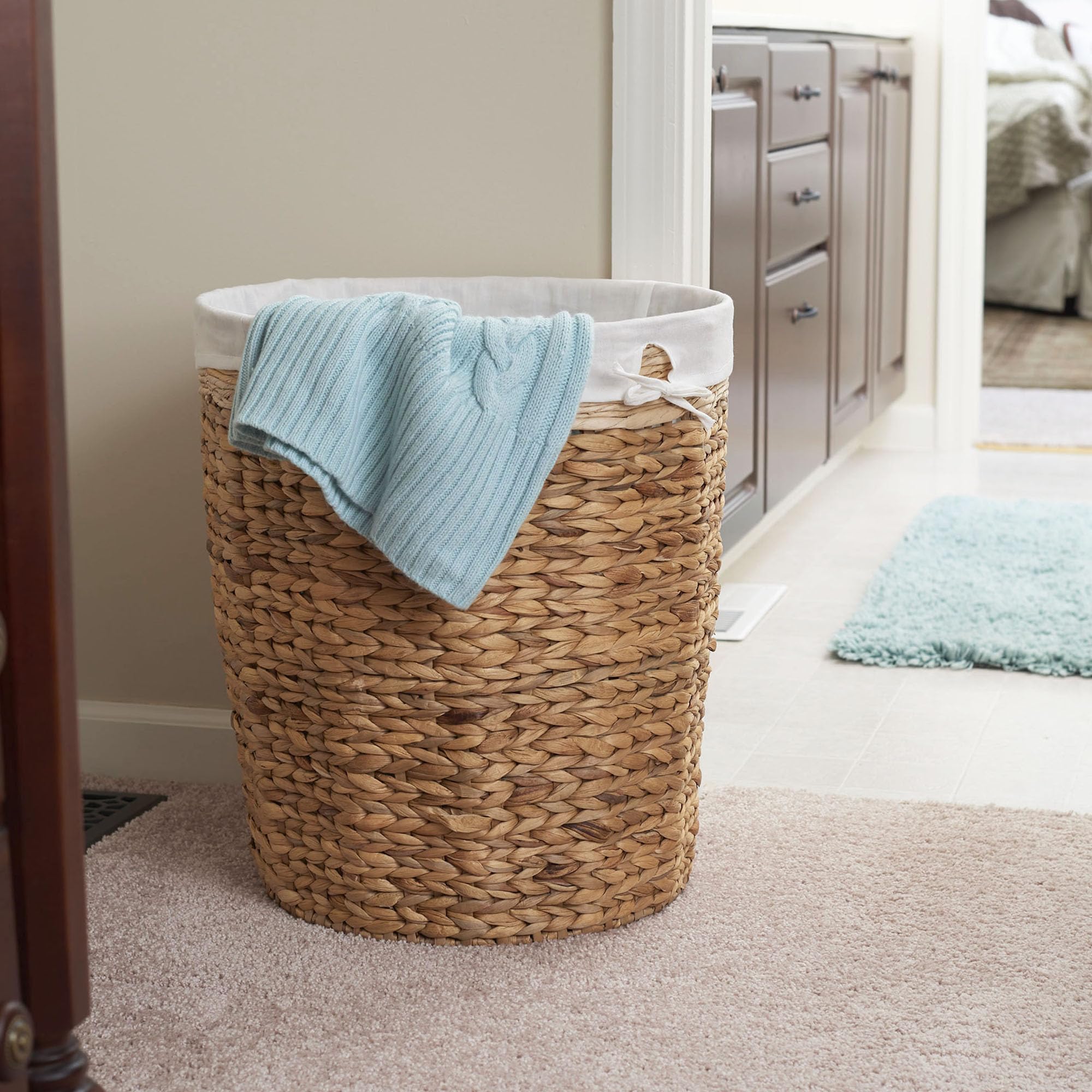Household Essentials Basket Laundry Liner Wicker Hamper, Brown