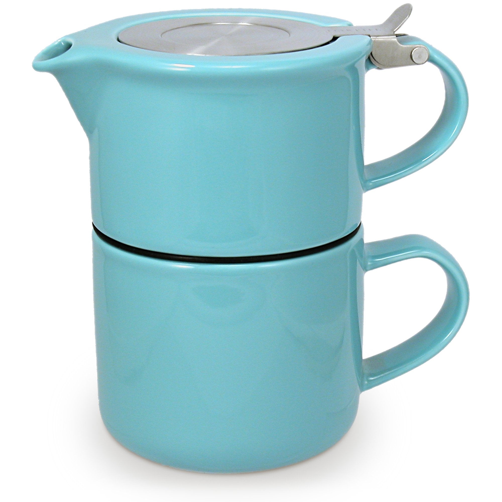 For Life 347Trq Ceramic Mug & Teapot, 14 fl oz (414 ml), 2 Cup with Infuser, Dishwasher Safe, Lid Wont Fall Off, One Hand Pouri
