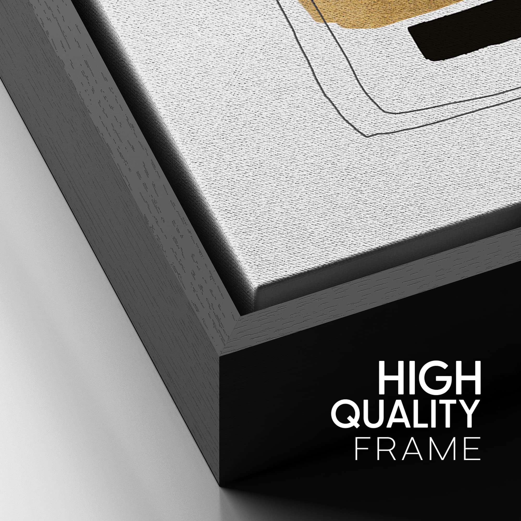 Signford Framed Canvas Print Wall Art Mid-Century Gold Geometric Polygons Abstract Shapes Illustrations Modern Art Decorative Bo