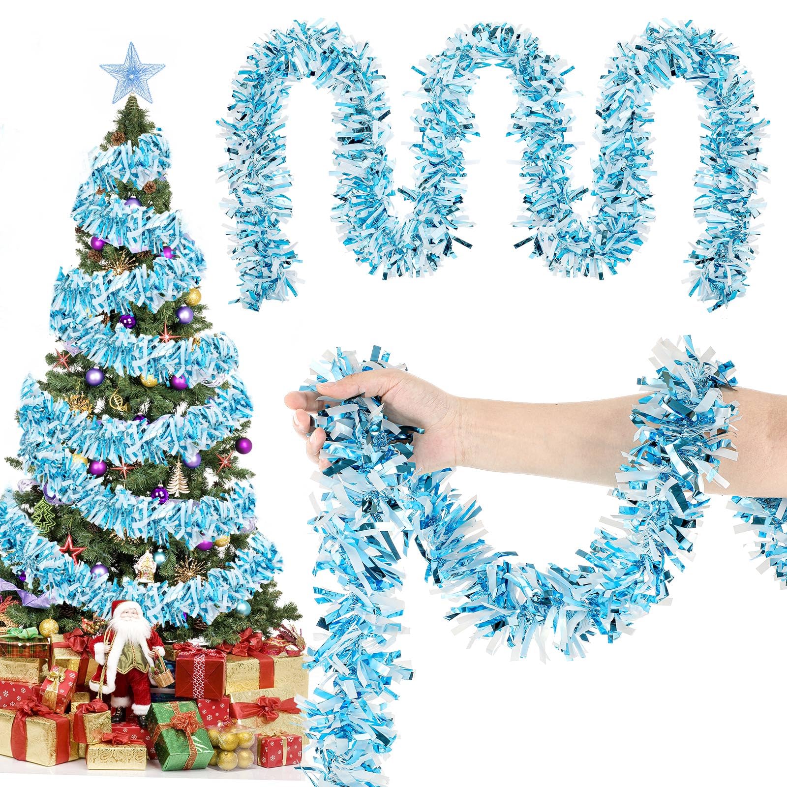 Yuxung 17 ft Christmas Tinsel Garland Metallic Garland Light Glittering Decoration for Valentine Birthday Wedding Party Holiday 