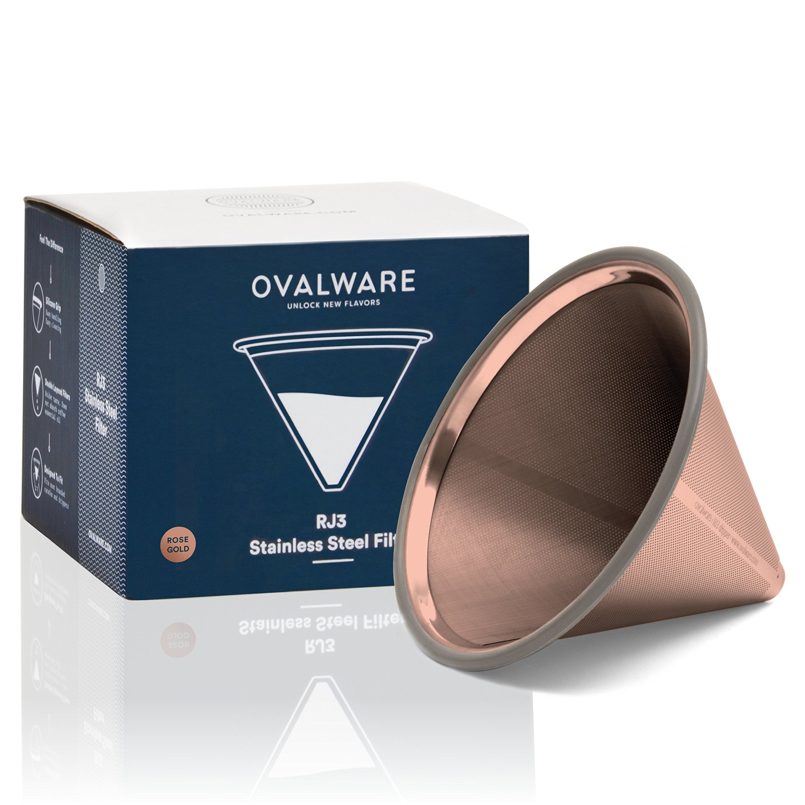 Ovalware Paperless Stainless Steel Pour Over Coffee Filter - Reusable And Permanent Coffee Cone Dripper For Ovalware, Chemex, Ha
