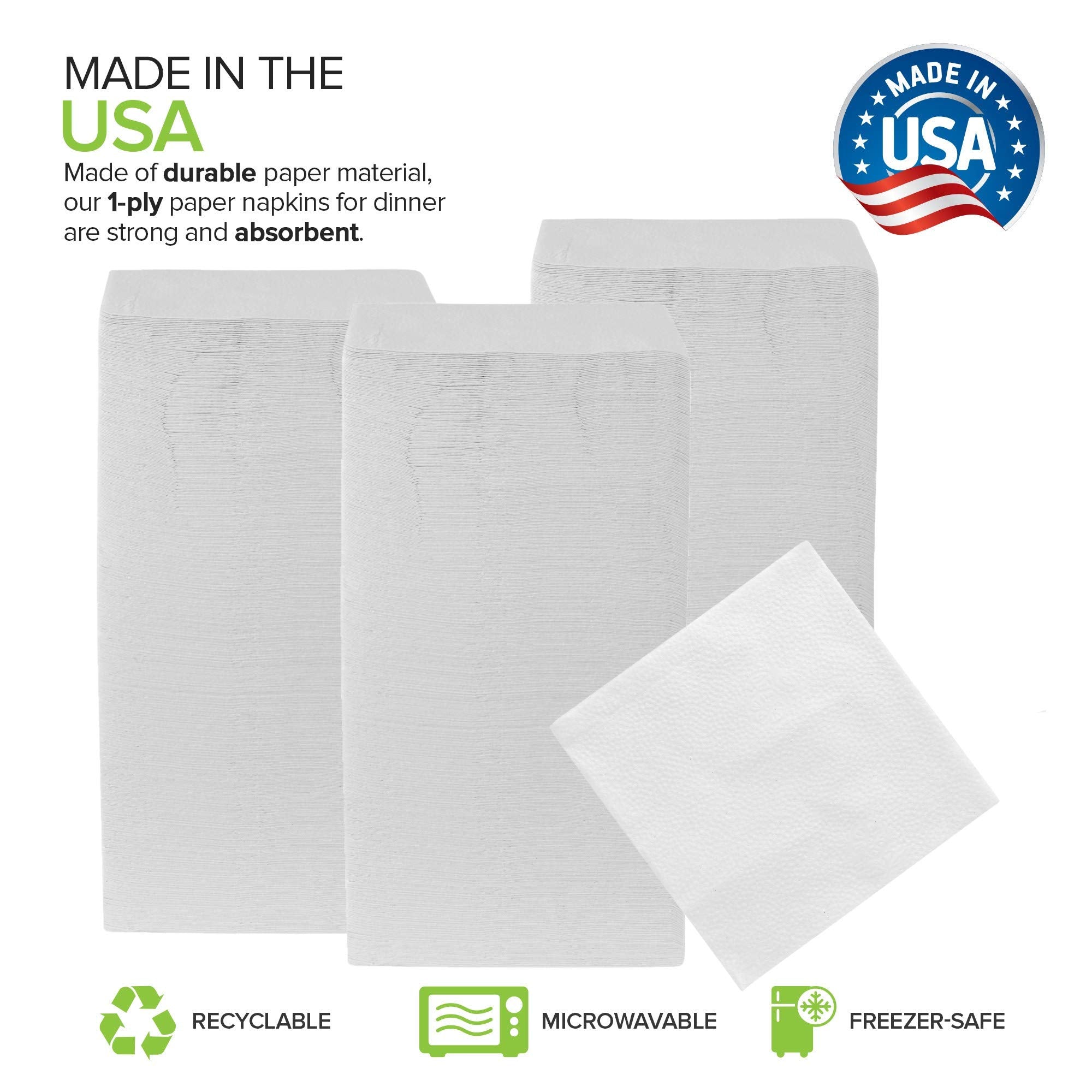 Stock Your Home 12 Inch Disposable Napkins - 1 Ply White Dinner Napkins - Paper Napkins for Dinner  Parties  Crafts  & Daily Use - 500 Pack