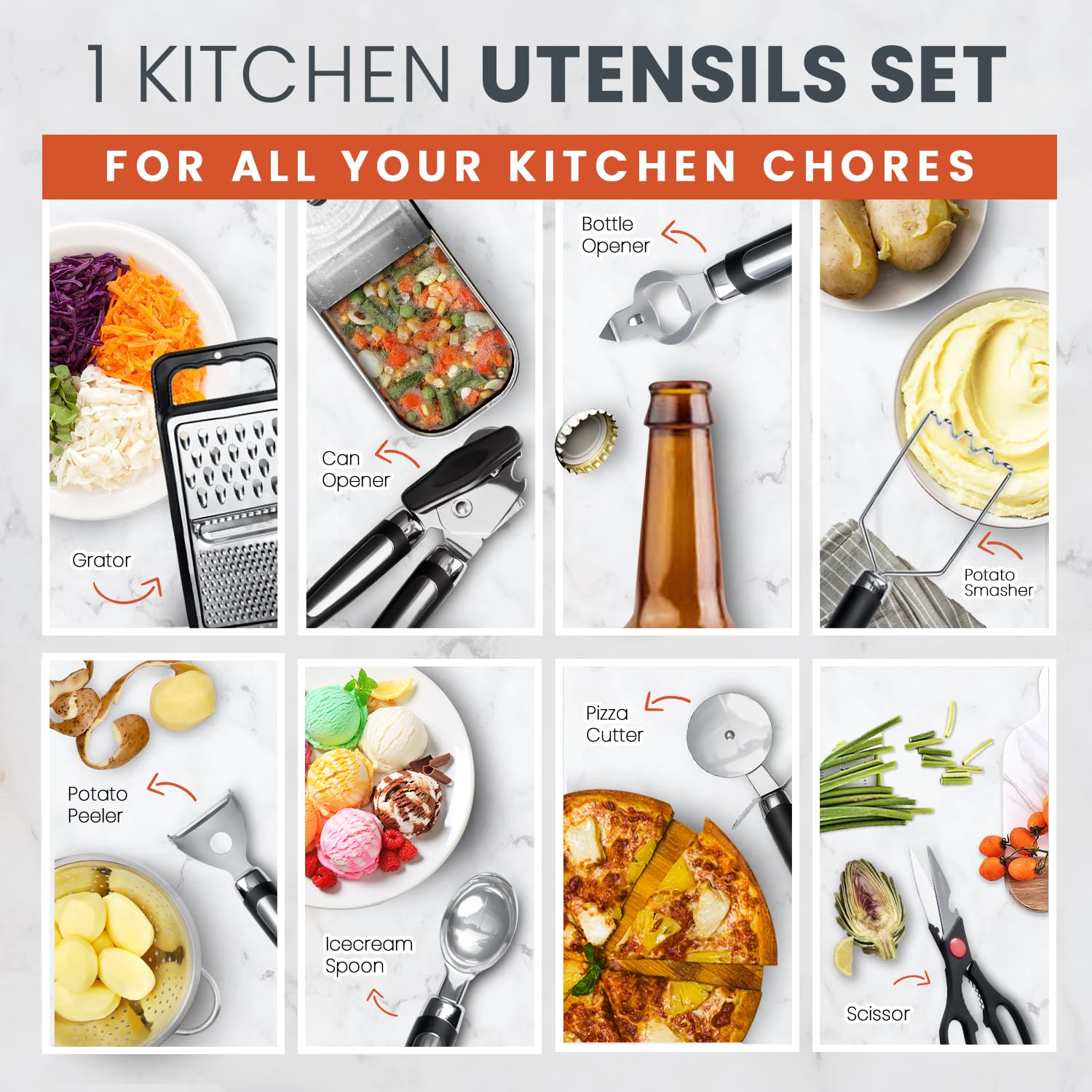 40Pcs Silicone Cooking Utensils Set 446? Heat Resistance, Rfaqk Bpa Free Kitchen Utensils Set For Nonstick Cookware, Gadgets Inc