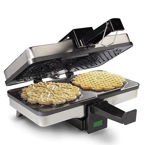 Pizzelle Maker- Non-Stick Electric Pizzelle Baker Press Makes Two 5-Inch Cookies At Once- Recipes Included