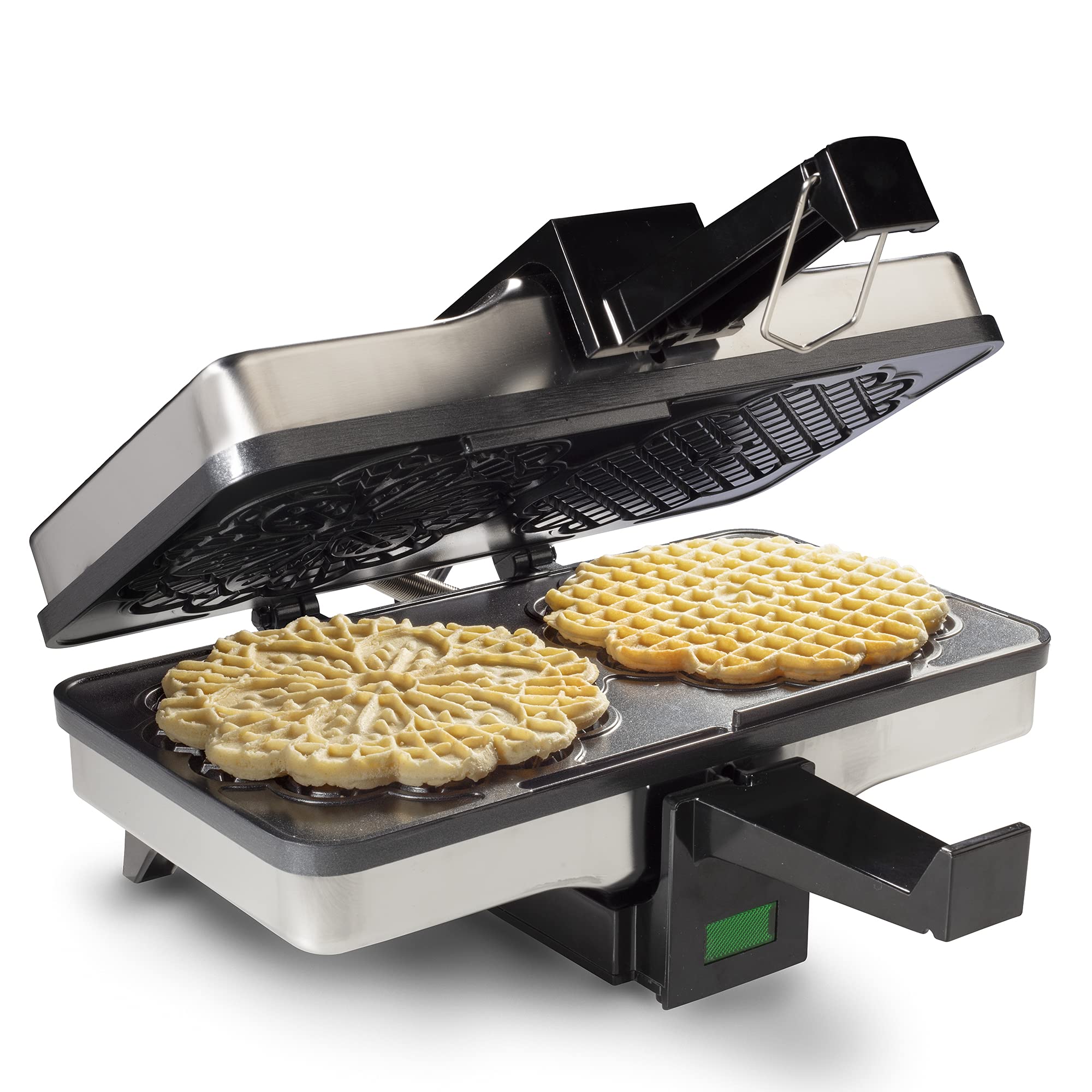 Pizzelle Maker- Non-Stick Electric Pizzelle Baker Press Makes Two 5-Inch Cookies At Once- Recipes Included