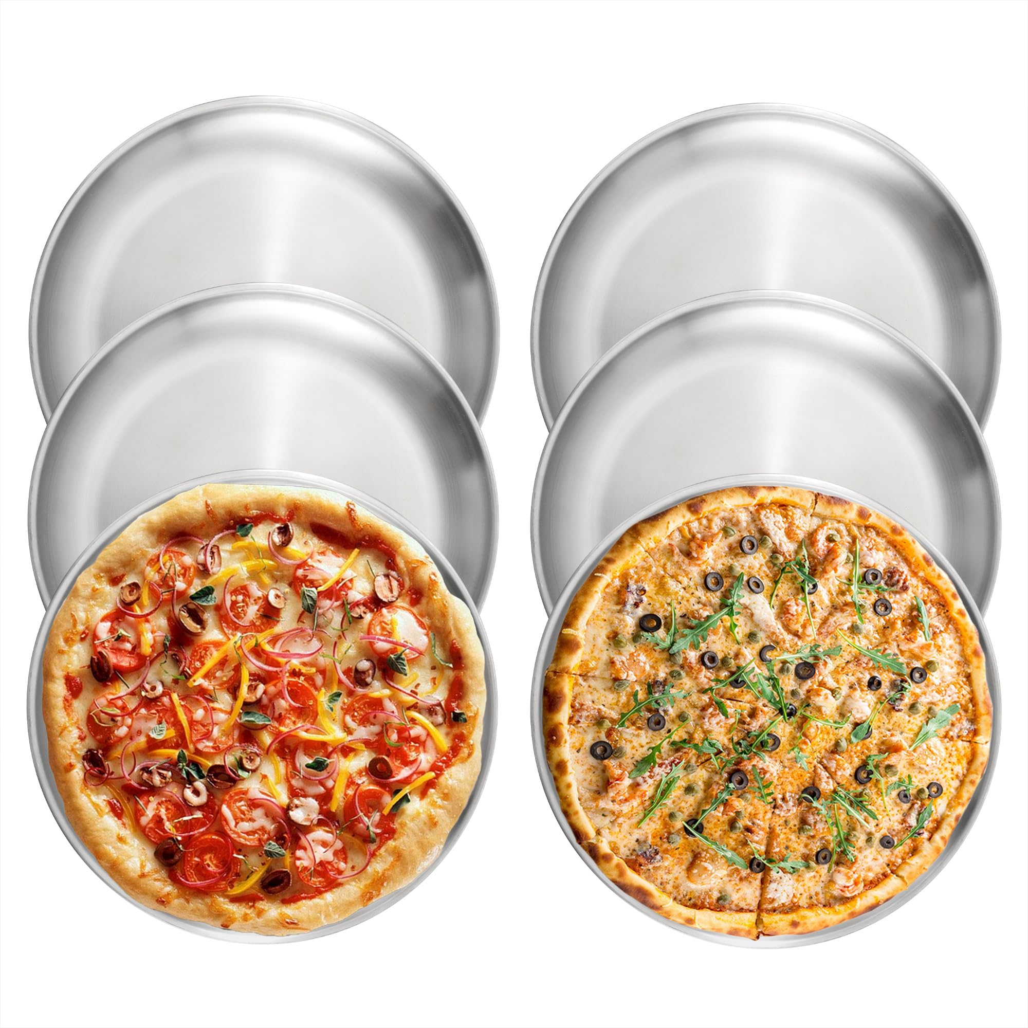 Axigundaone 6 Pcs Stainless Steel Pizza Pans 12 Inch