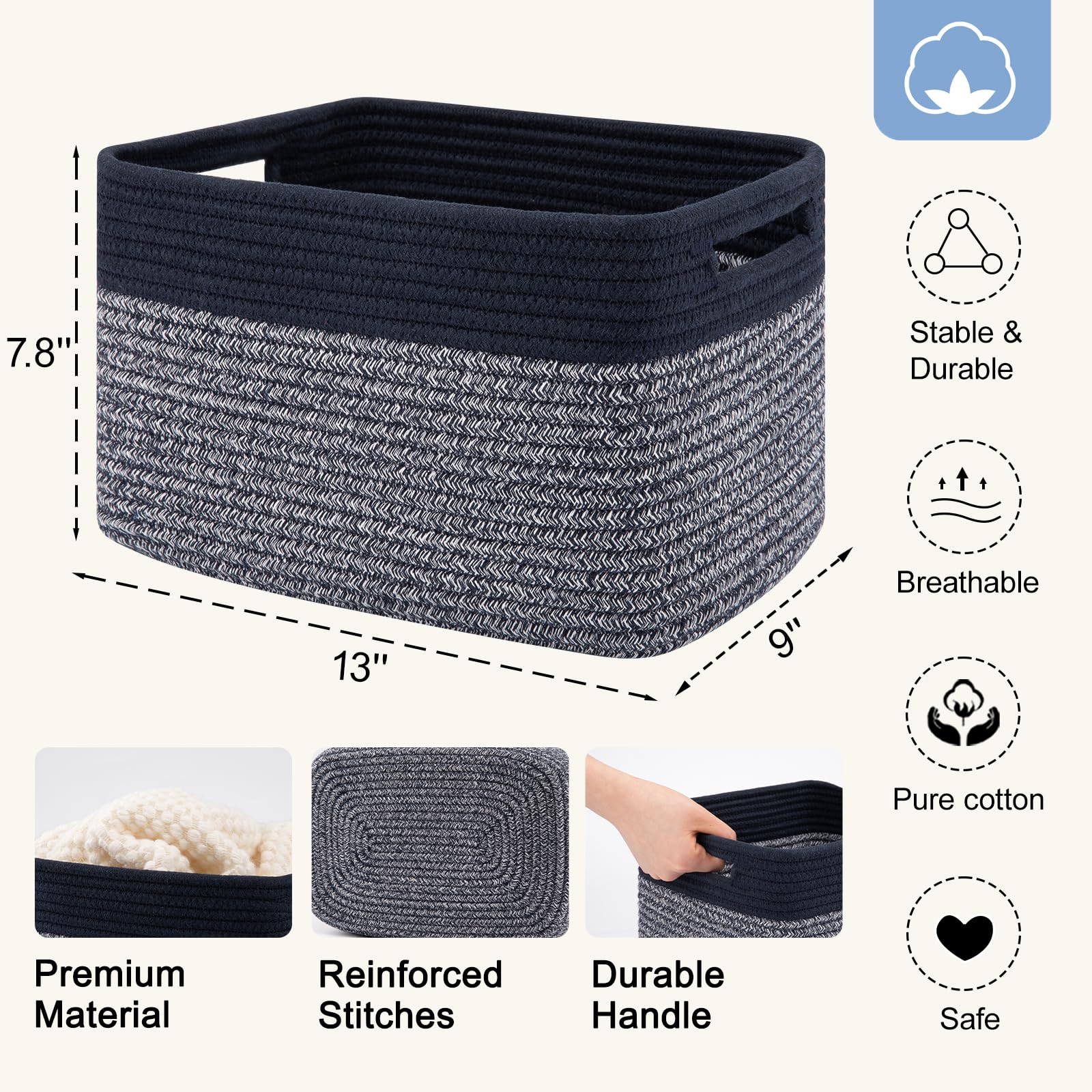 Sixdove 4 Pack Storage Baskets For Organizing, Woven Baskets For Shelves - Perfect For Toys, Books, Towels, And Clothes, Durable