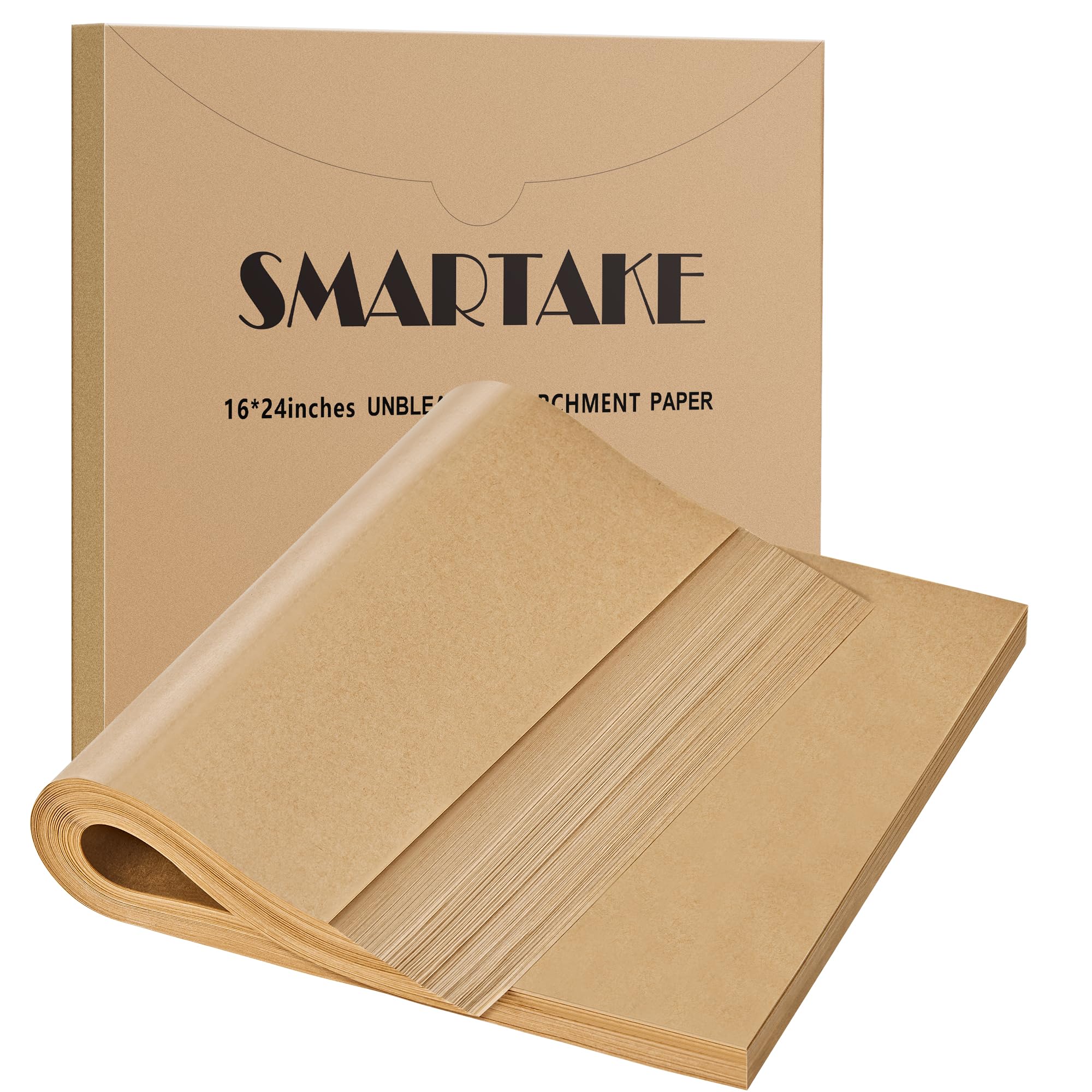 Smartake 200 Pcs Parchment Paper Baking Sheets, 16X24 Inches Non-Stick Precut Baking Parchment, For Baking Grilling Air Fryer St