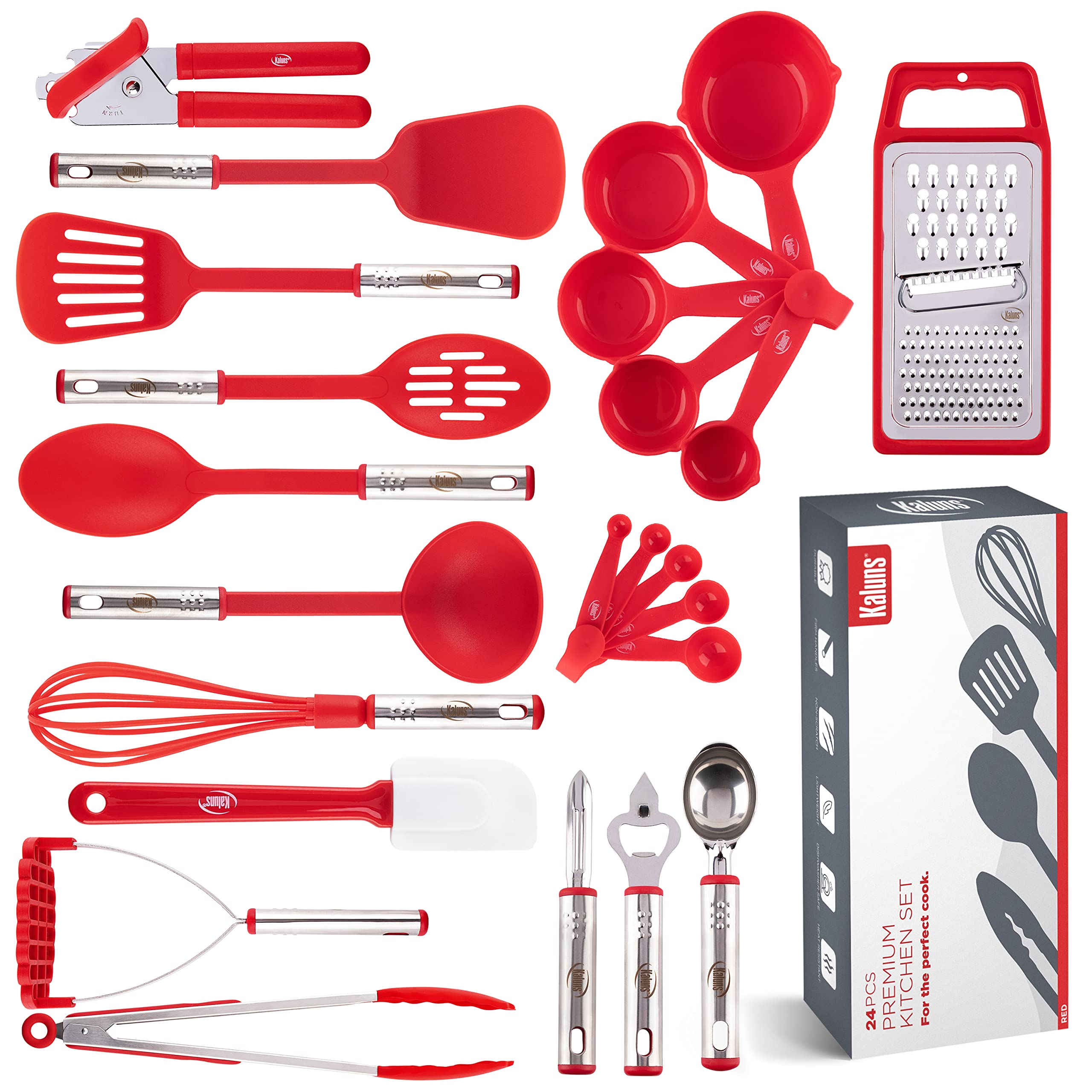 Kitchen Utensils Set, Cooking Utensil Set Kitchen Gadgets, Pots And Pans Set Nonstick And Heat Resistant, 24 Pcs Nylon And Stain