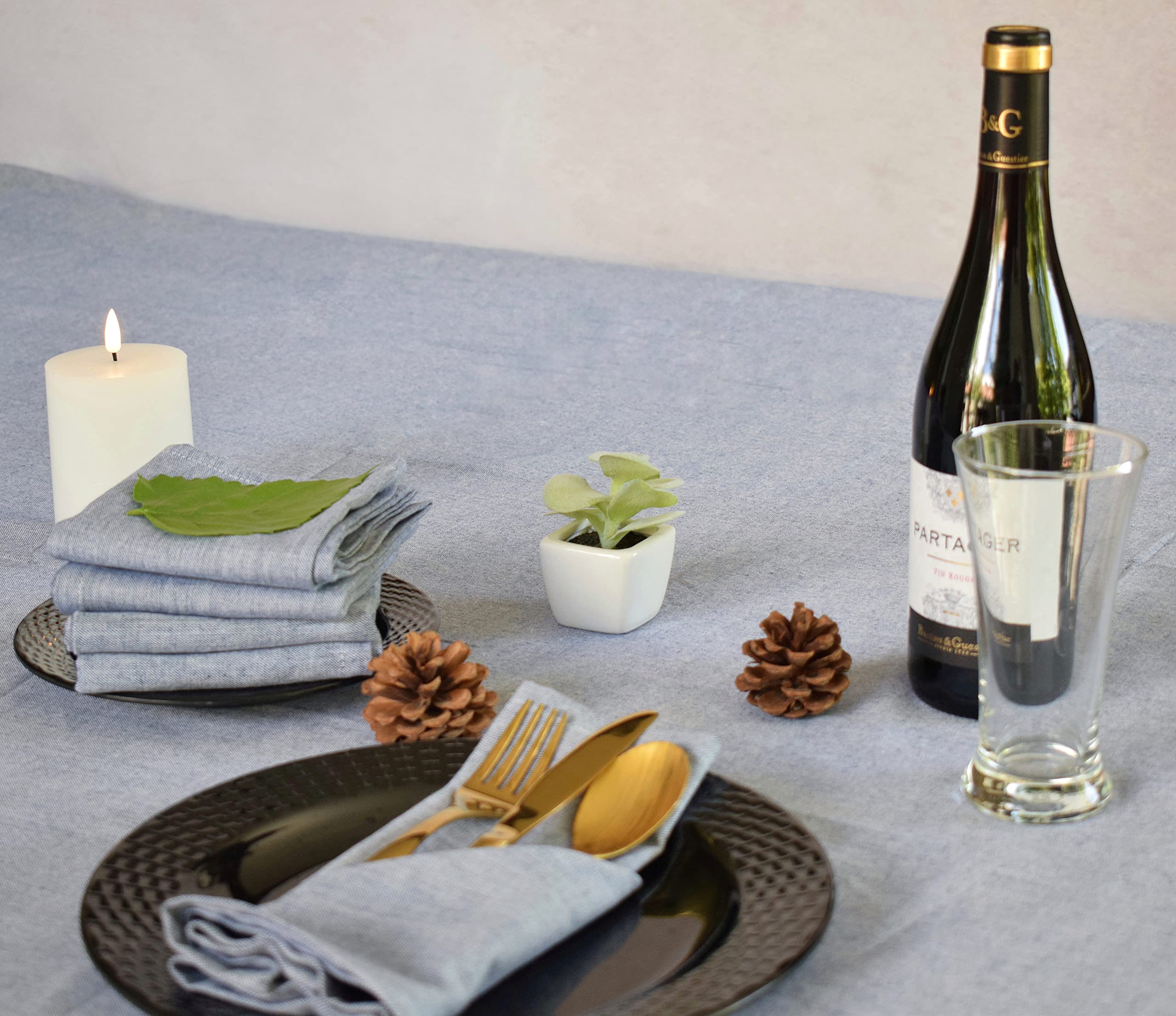 Yourtablecloth Chambray Round Tablecloth (Blue, 70  Round)