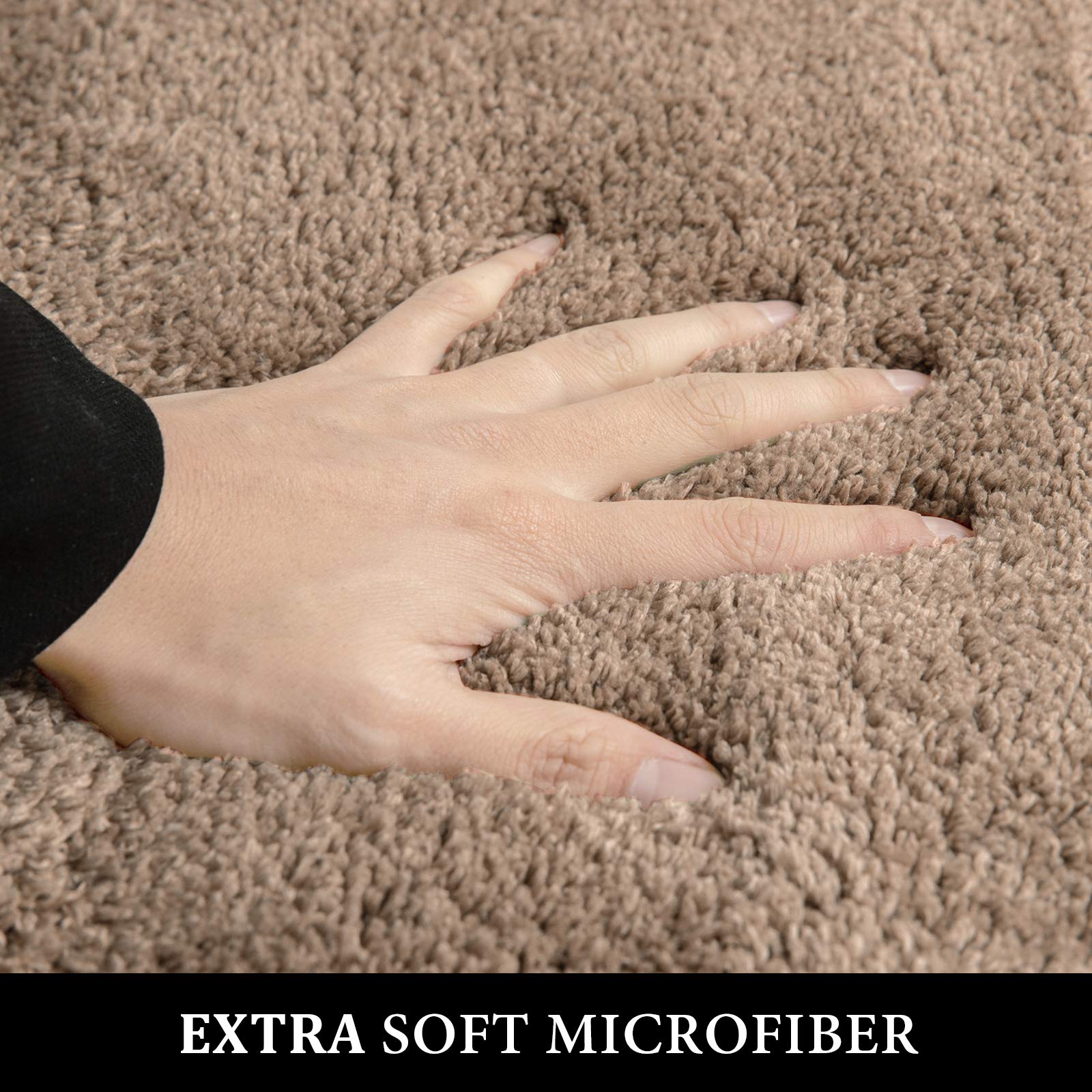 Miulee Microfiber Toilet Bath Mat U-Shaped Contour Shaggy Bathroom Rugs Non Slip Extra Thick Soft Bath Rug Absorbent Water For B