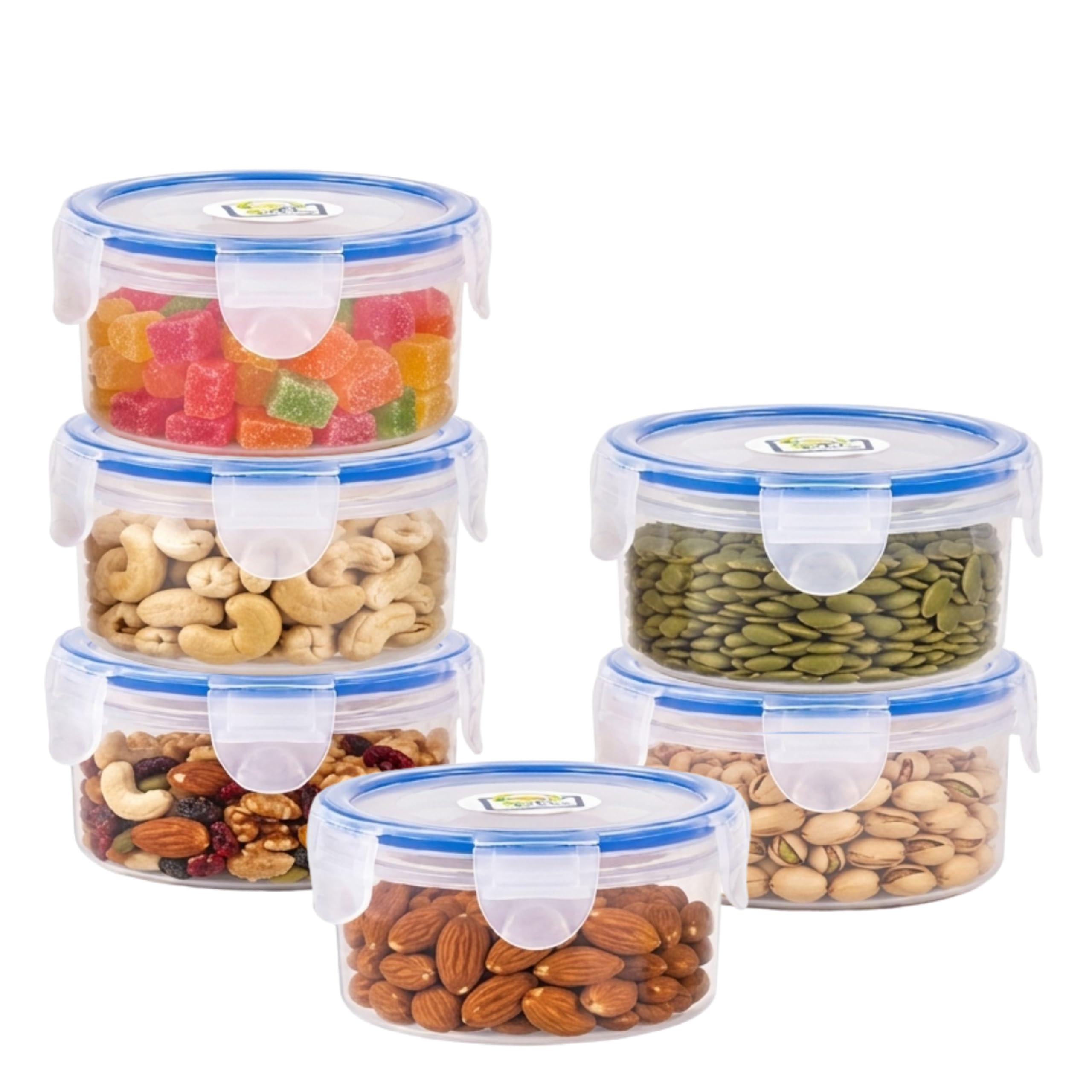 Vristo 100 Ml Spice Storage Container Set Of 6  Transparent Clip & Lock Small Kitchen Jars | Airtight Plastic Mini Boxes For Ma