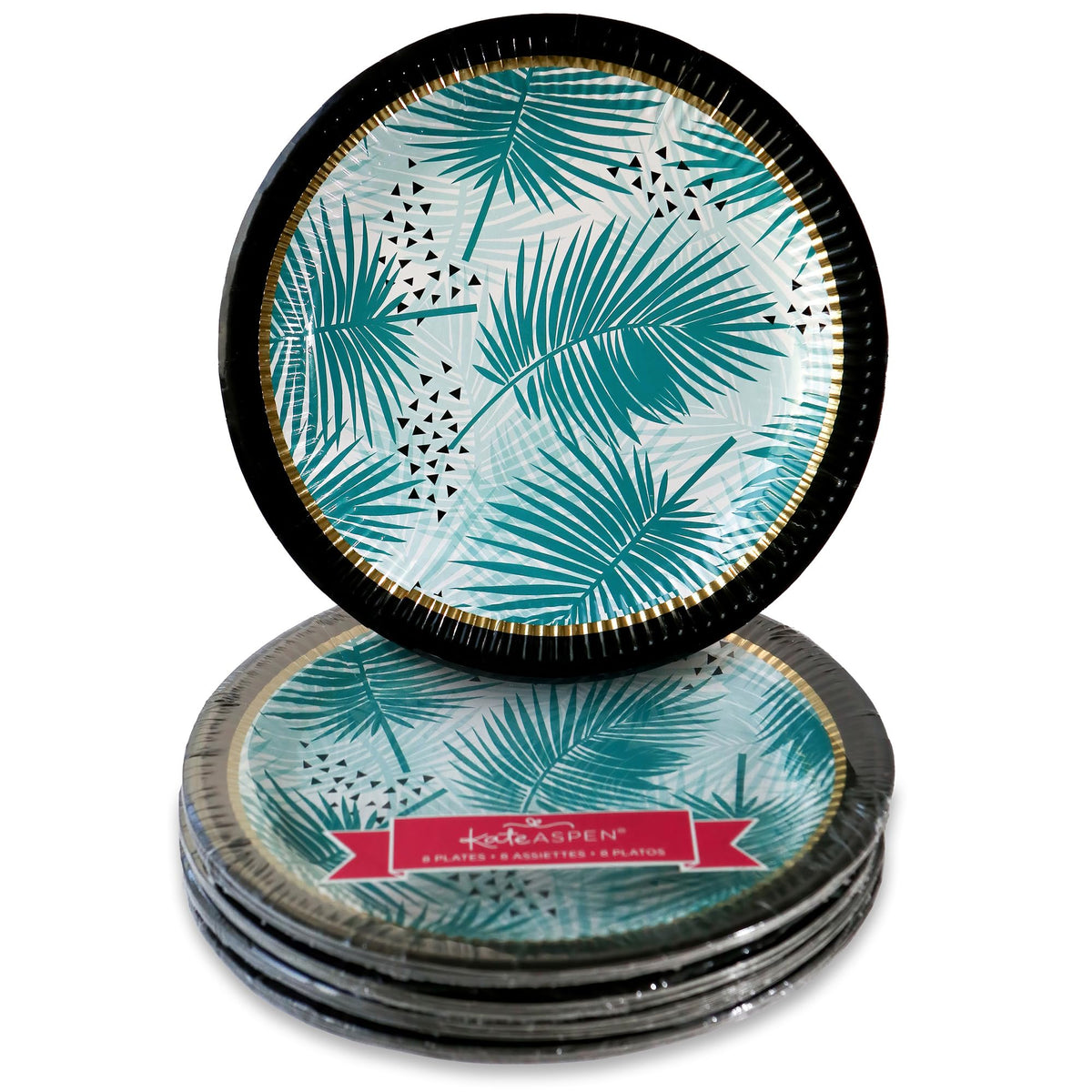 Kate Aspen 28323Na Tropical Chic Paper Plates (Set Of 32) Premium Decorative Paper Plates (350 Gsm Weight) | Party Supplies