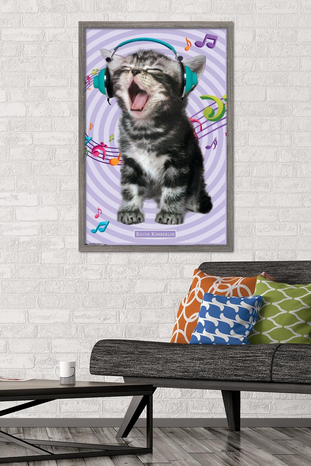 Trends International Keith Kimberlin - Kitten - Singing Wall Poster, 22.375'' X 34'', Barnwood Framed Version