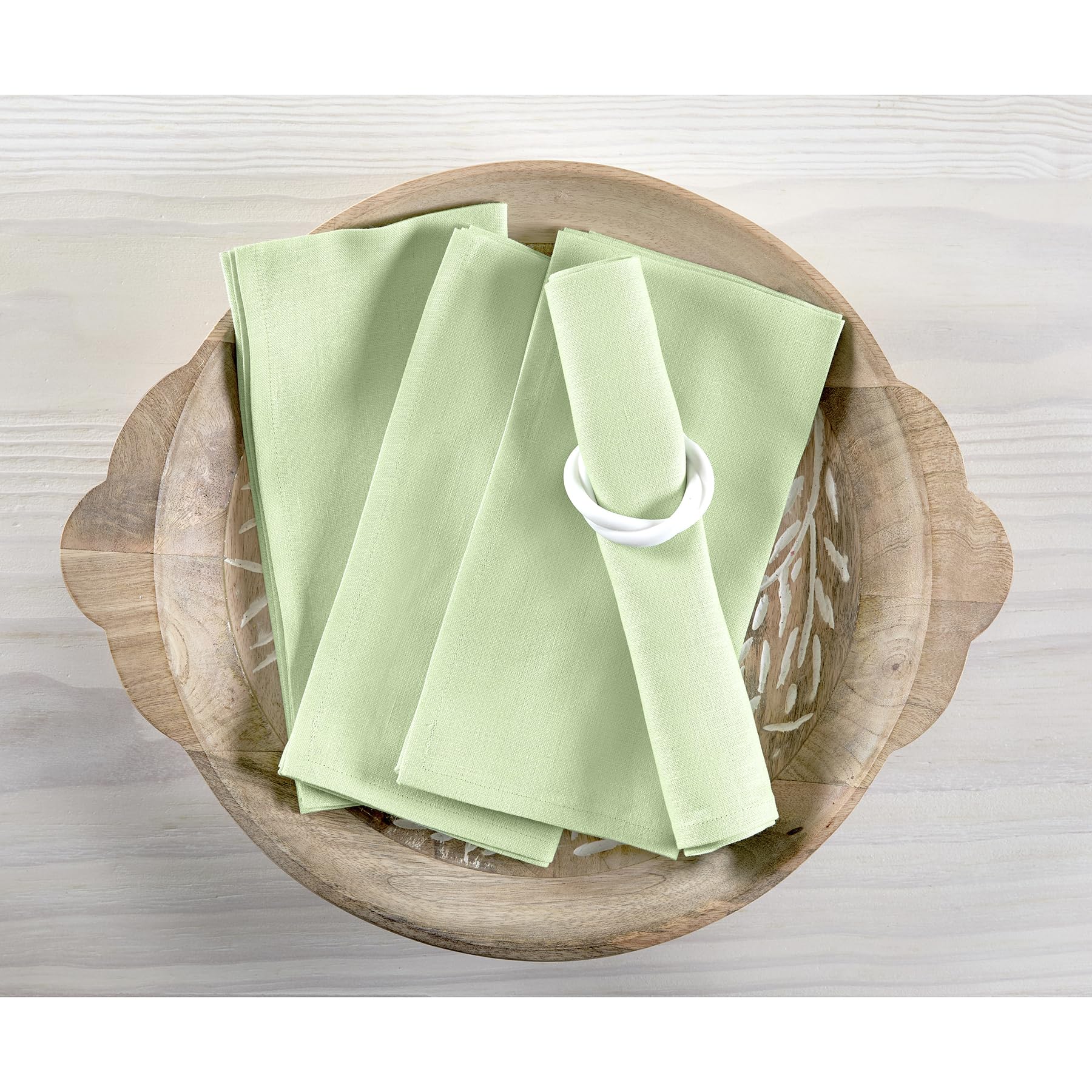 Solino Home Linen Dinner Napkins 20 X 20 Inch - 100% Pure Linen Pastel Green Cloth Napkins Set Of 4 For Spring, Easter - Fete, H