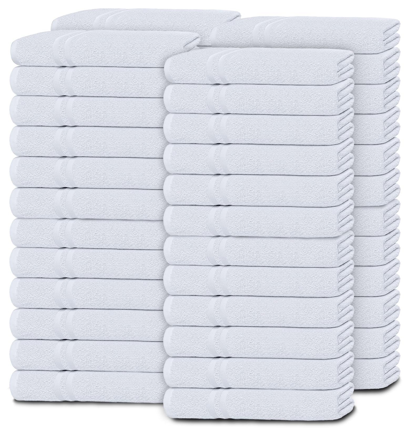 Wealuxe White Washcloths For Body And Face Towel, Cotton Wash Cloths Bulk 48 Pack, Flannel Spa Fingertip Wash Clothes 12X12 Inch