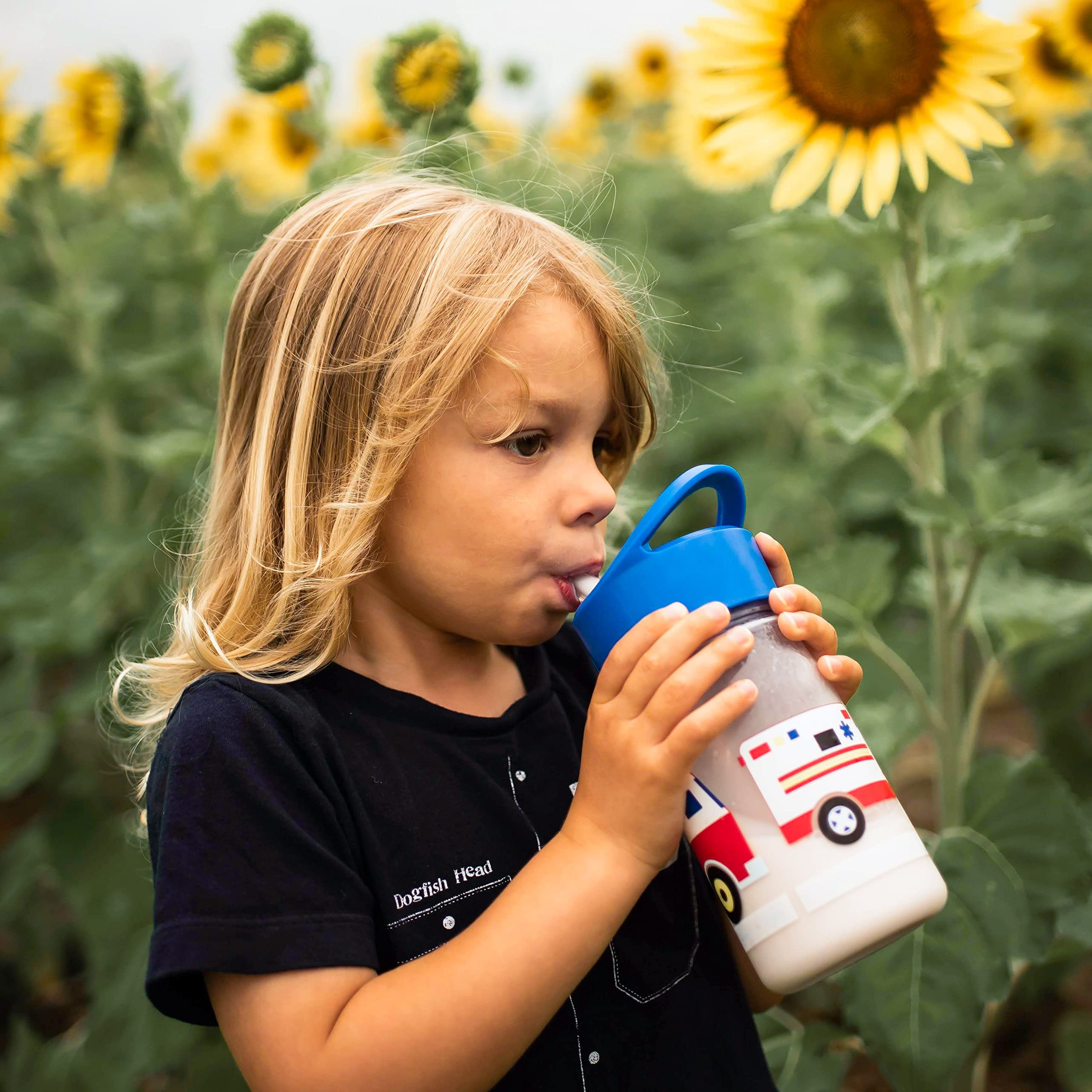 Wildkin Kids 16 Oz Reusable Water Bottle For Boys And Girls, Features Straw Top And Carrying Handle, Ideal Size For School Or Tr