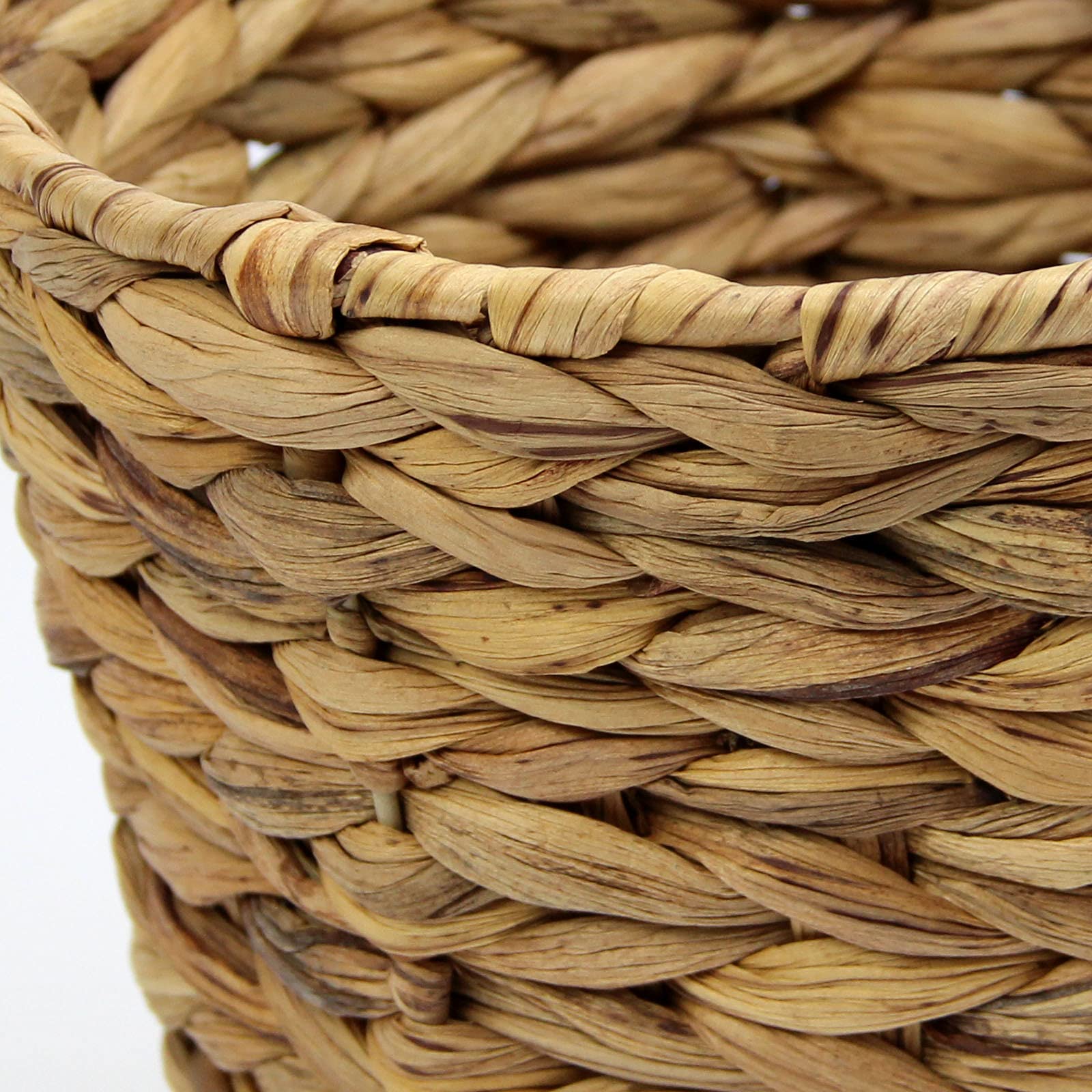 Casaphoria Round Water Hyacinth Garbage Baskets For Storage Natural Woven Hyacinth Laundry Rubbish Basket Durable Circular Waste