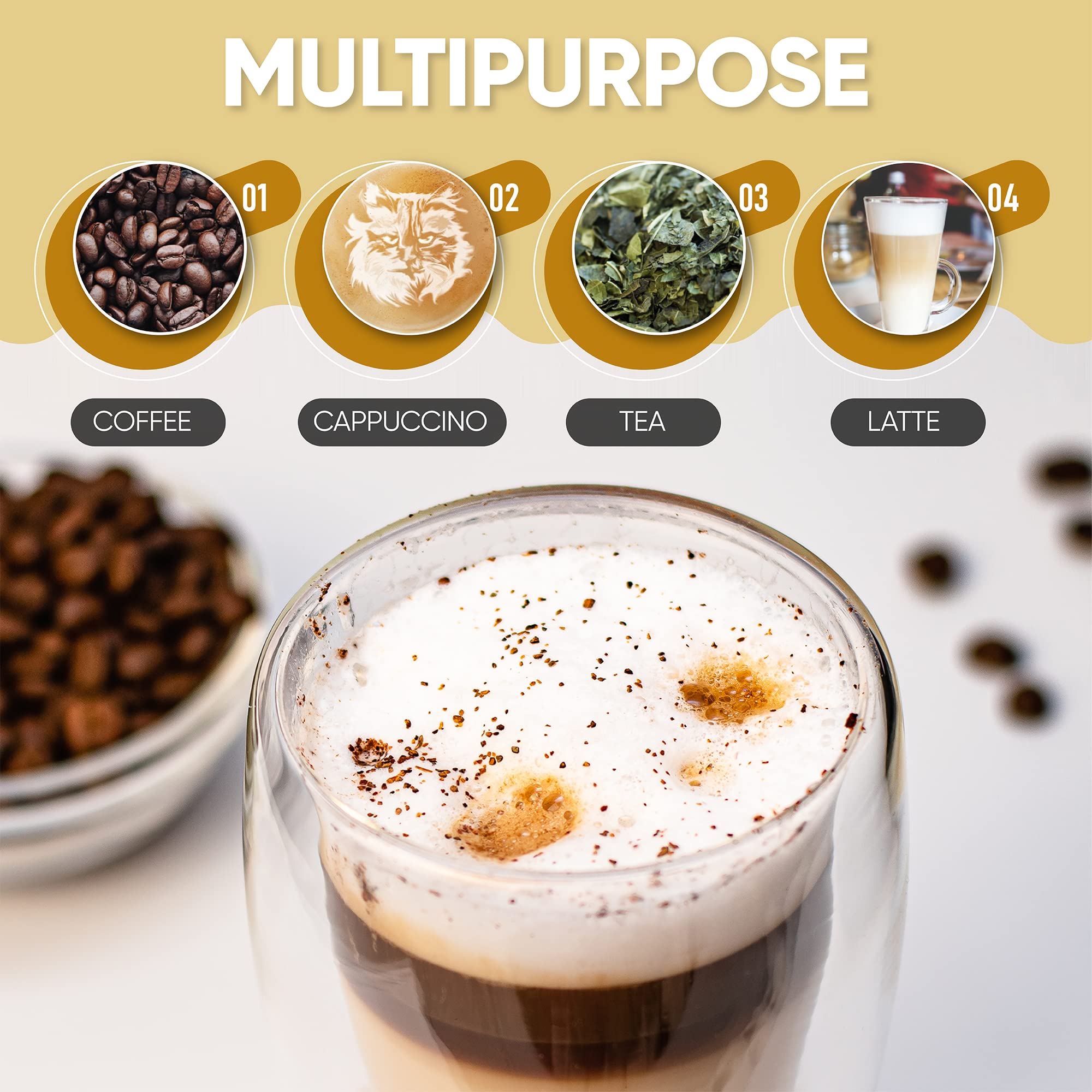 Chef'S Unique Double Wall Glass Coffee Mugs 16 Oz - Insulated Coffee Mugs With Lid, Clear Glass Cups For Coffee Tea Latte Cappuc