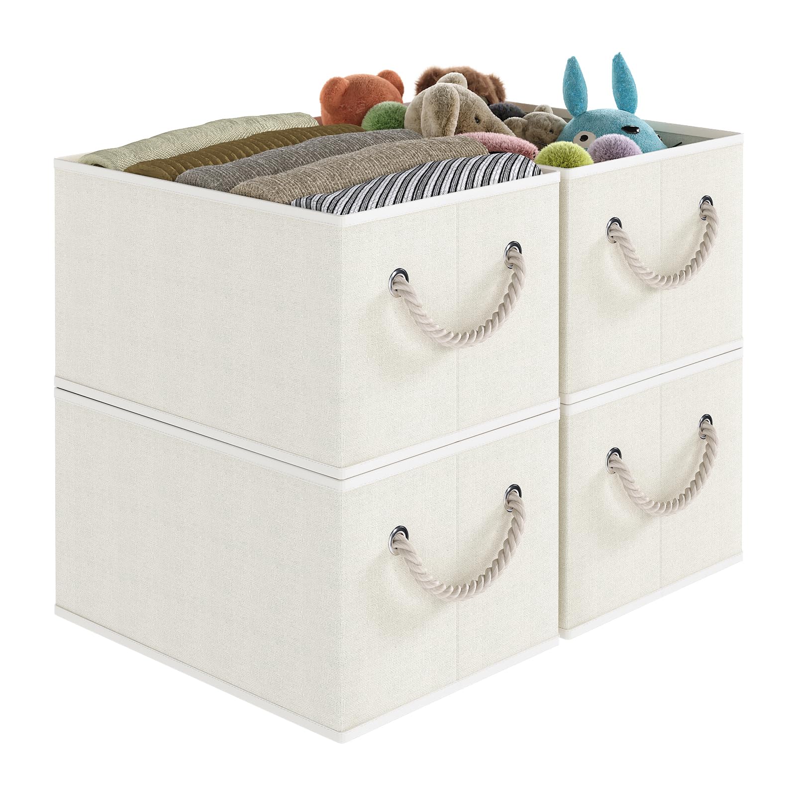 Coyacool Fabric Storage Bins 4-Pack, Collapsible Storage Baskets For Organizing Toys, Books, Shelves, Closet, Linen Storage Boxe
