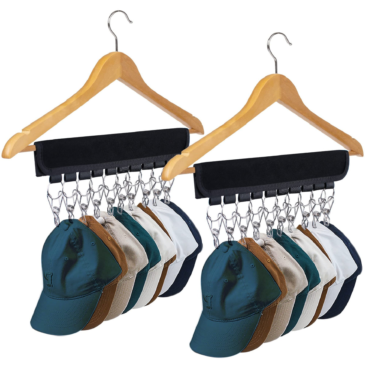 Hat Rack For Baseball Caps Hat Organizer Holder For Hanger & Room Closet Display, 2Pack 10 Hat Storage Clips For Hang Ball Caps