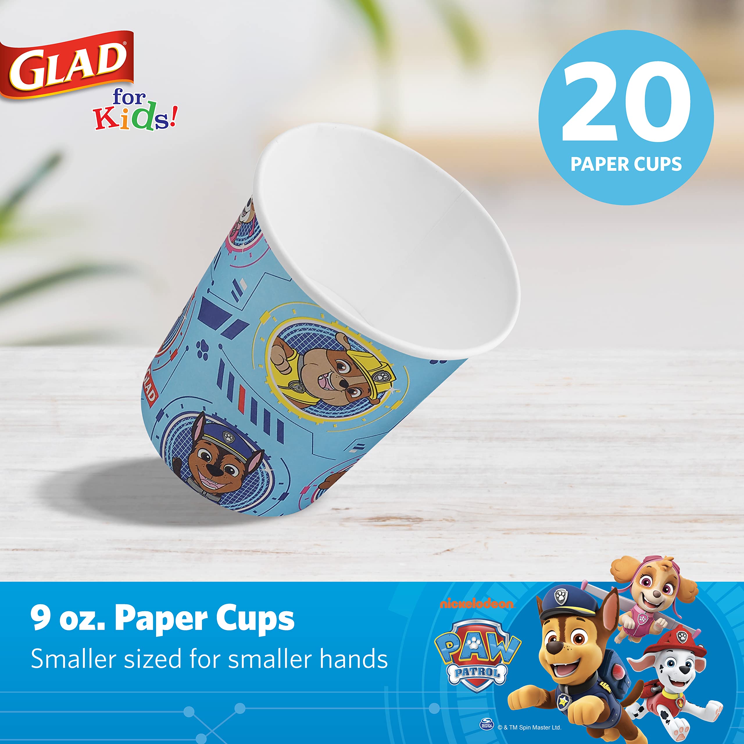 Glad For Kids Paw Patrol Paper Cups Disposable Paper Cups With Paw Patrol Design For Kids Heavy Duty Disposable Paper Cups For E