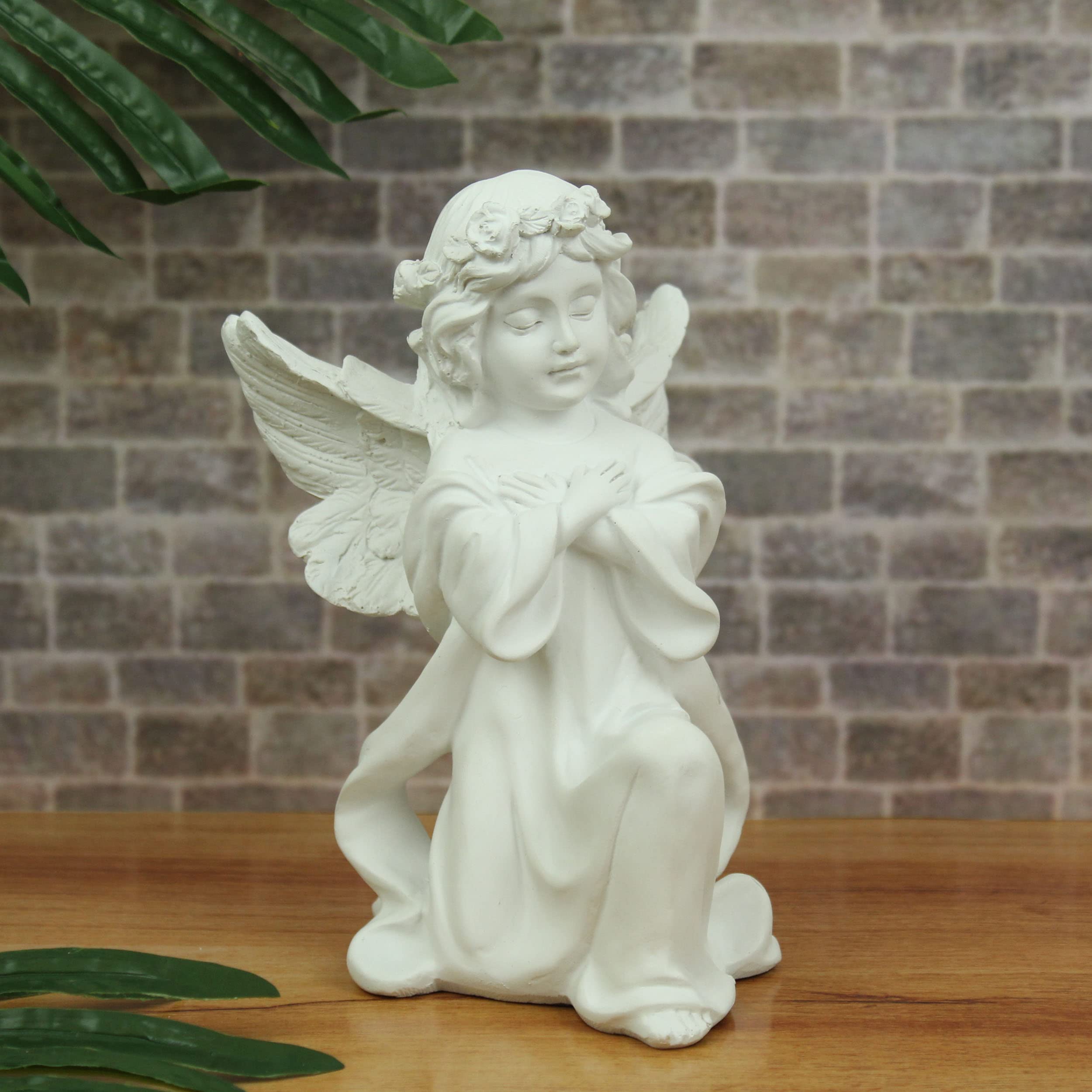 Tied Ribbons Decorative Angel Figurine Statue Showpiece (Resin, 20.3 Cm X 12.7 Cm) For Home Office Table For Family And Friends,