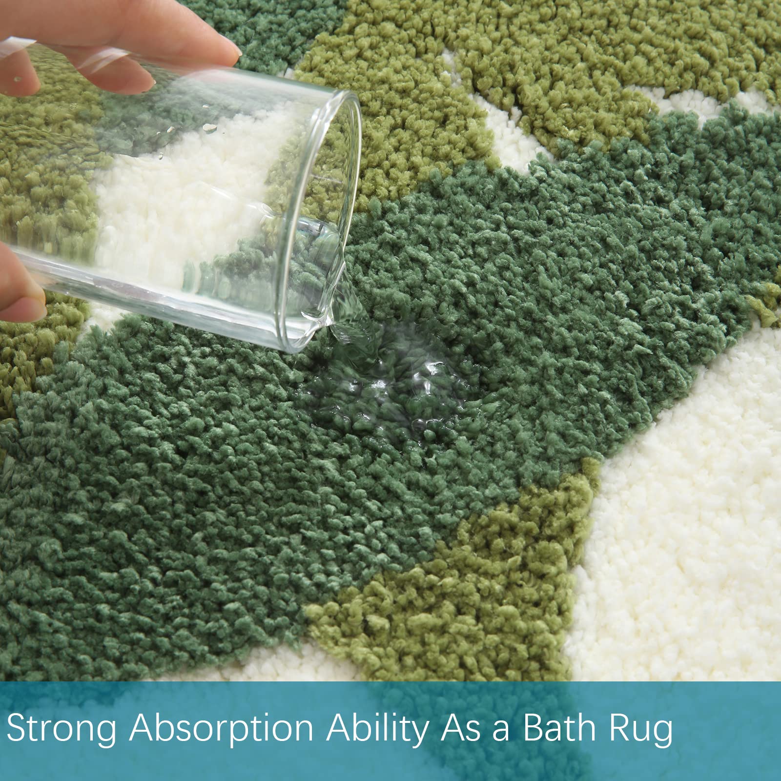 Zebrasmile Bathroom Rugs - 23.6 X 35.5 In Green Bath Mat Strong Water Absorbent Bathroom Rug With Non Slip Back Big Leaves Micro