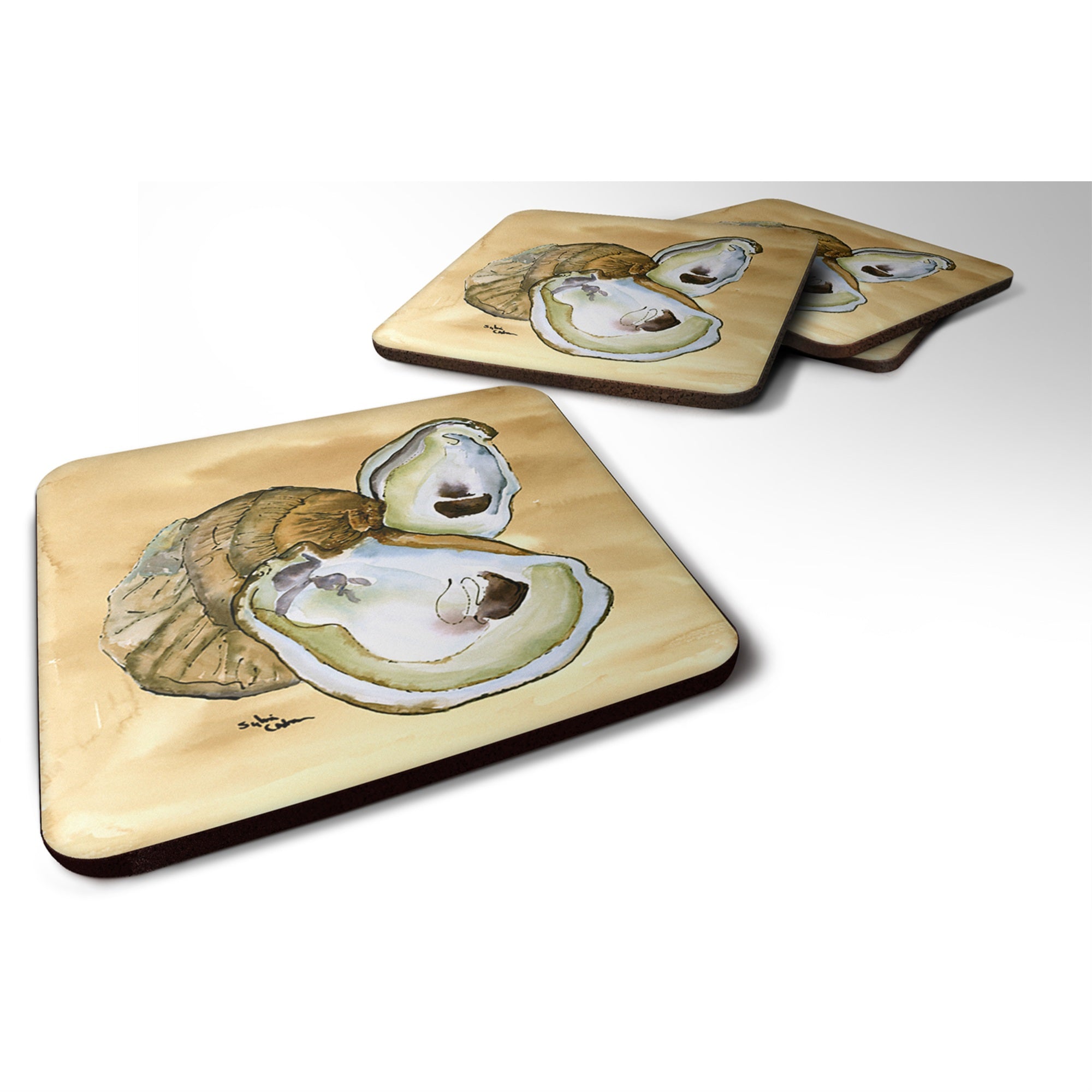 'Caroline'S Treasures 8160Fc Oyster Foam Coasters (Set Of 4), 3.5'''' H X 3.5'''' W, Multicolor''