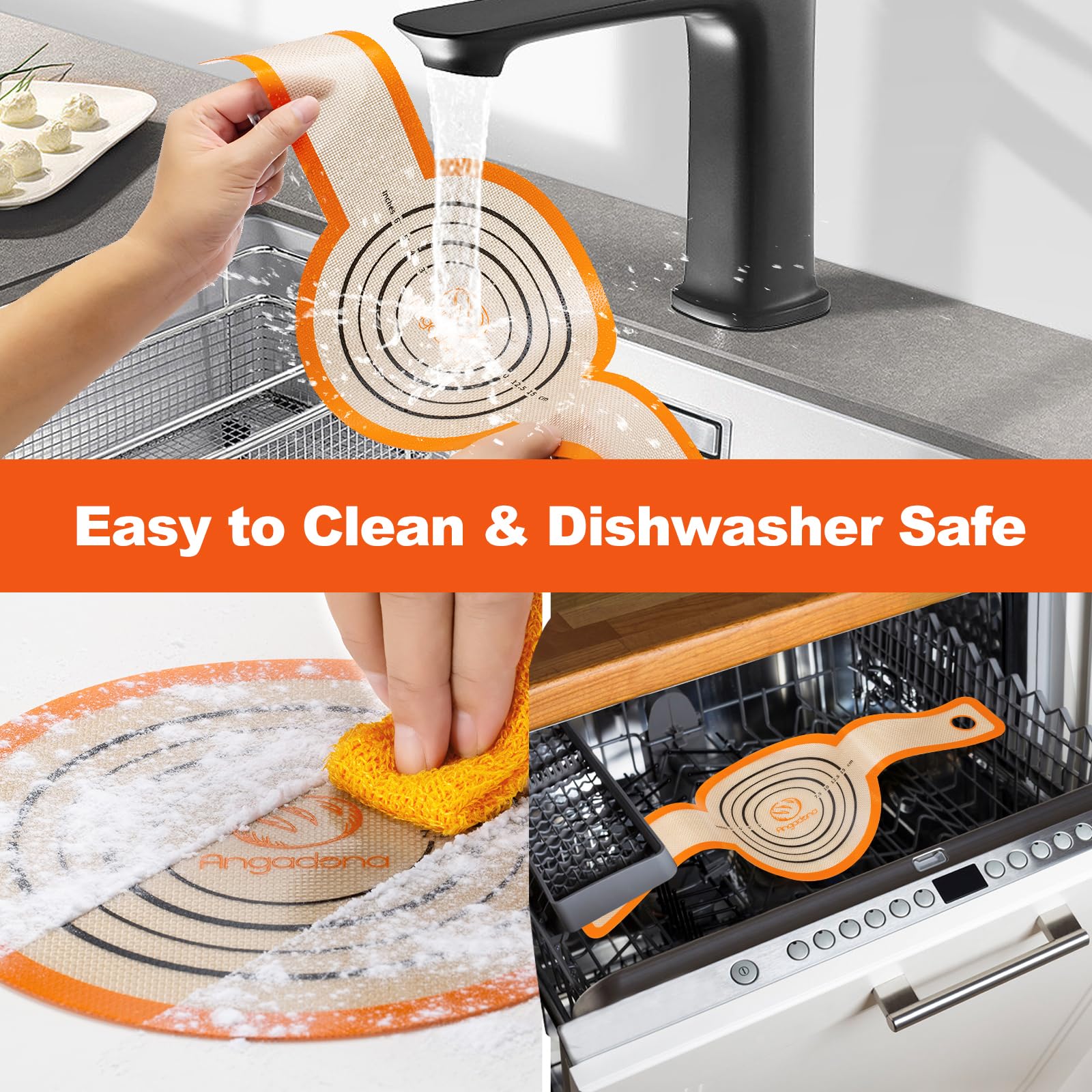 Silicone Bread Sling Dutch Oven - Best Japan Silicone. Non-Stick & Easy Clean Reusable Silicone Bread Baking Mat. With Extra Long Handles Bread Baking Sheet Liner  2 Orange Set for Transferable Dough