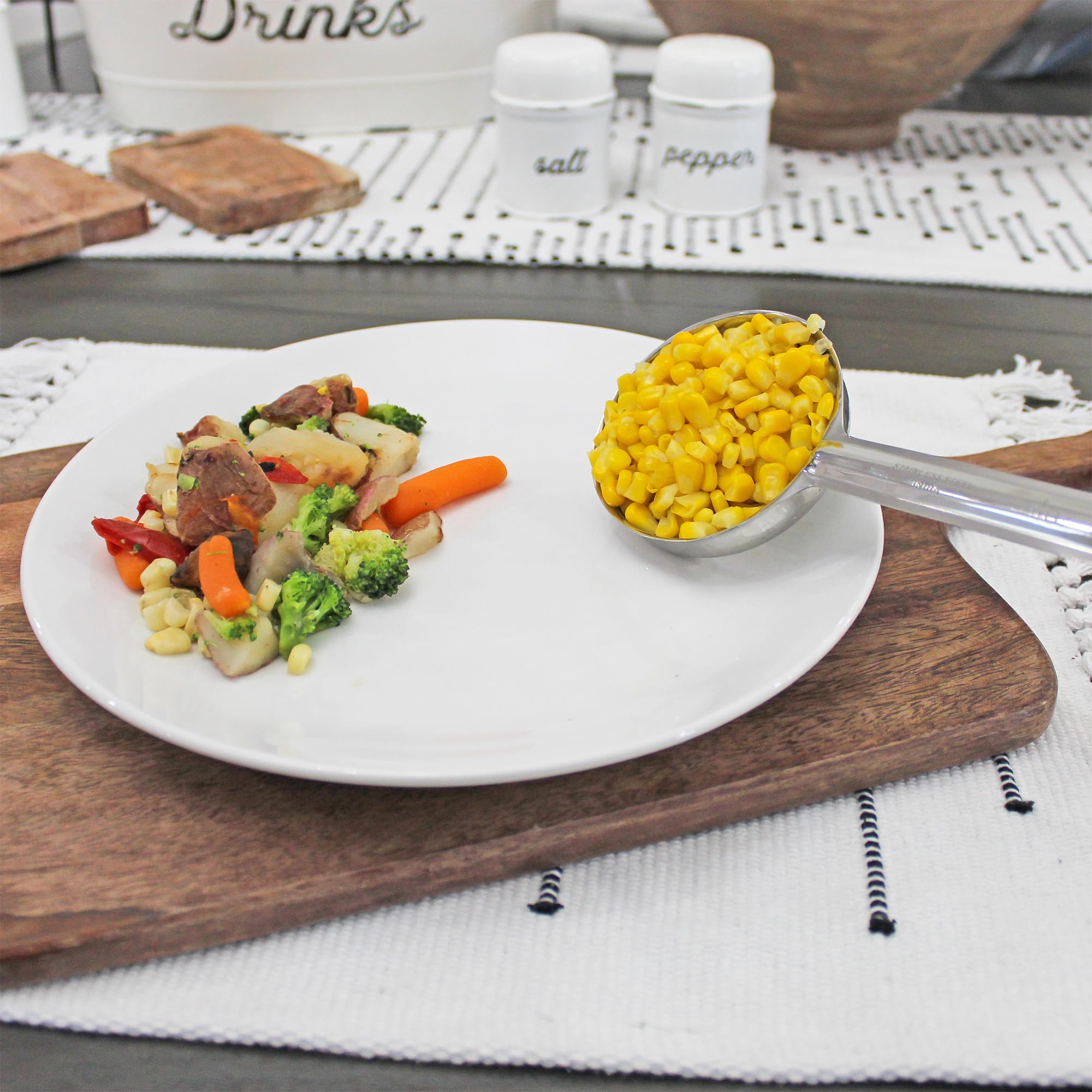 Darware Portion Control Serving Spoons (6-Piece Ladle Set); W 1/4 Cup, 1/2 Cup, 3/4 Cup & 1 Cup (2, 4, 6, 8 Oz) & 1/2 & 1 Cup Ut