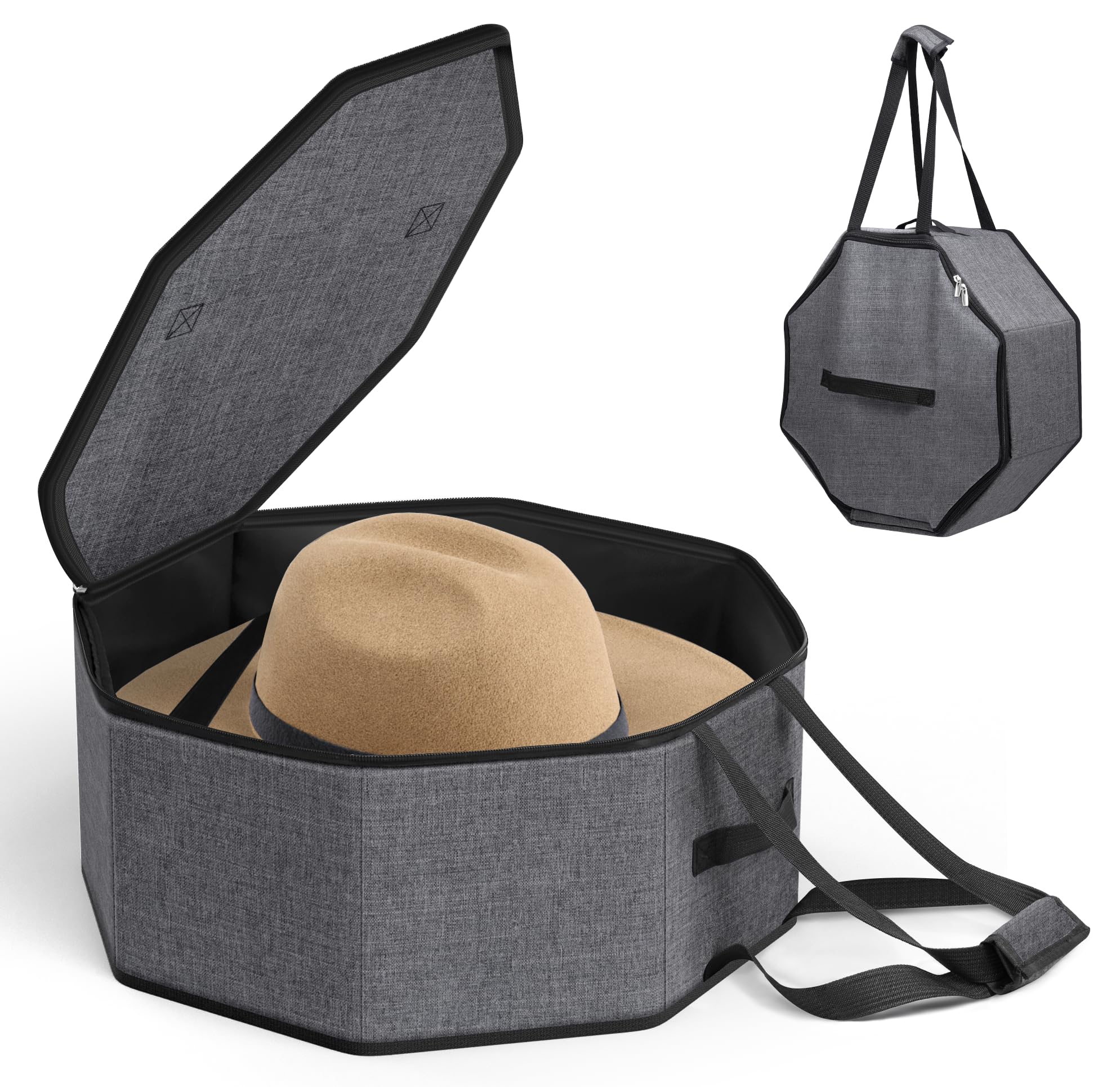 Sleeping Lamb Hat Box For Travel And Storage, Collapsible Cowboy Cap Organizer Case For Closet With Handles, Hat Box For Women S