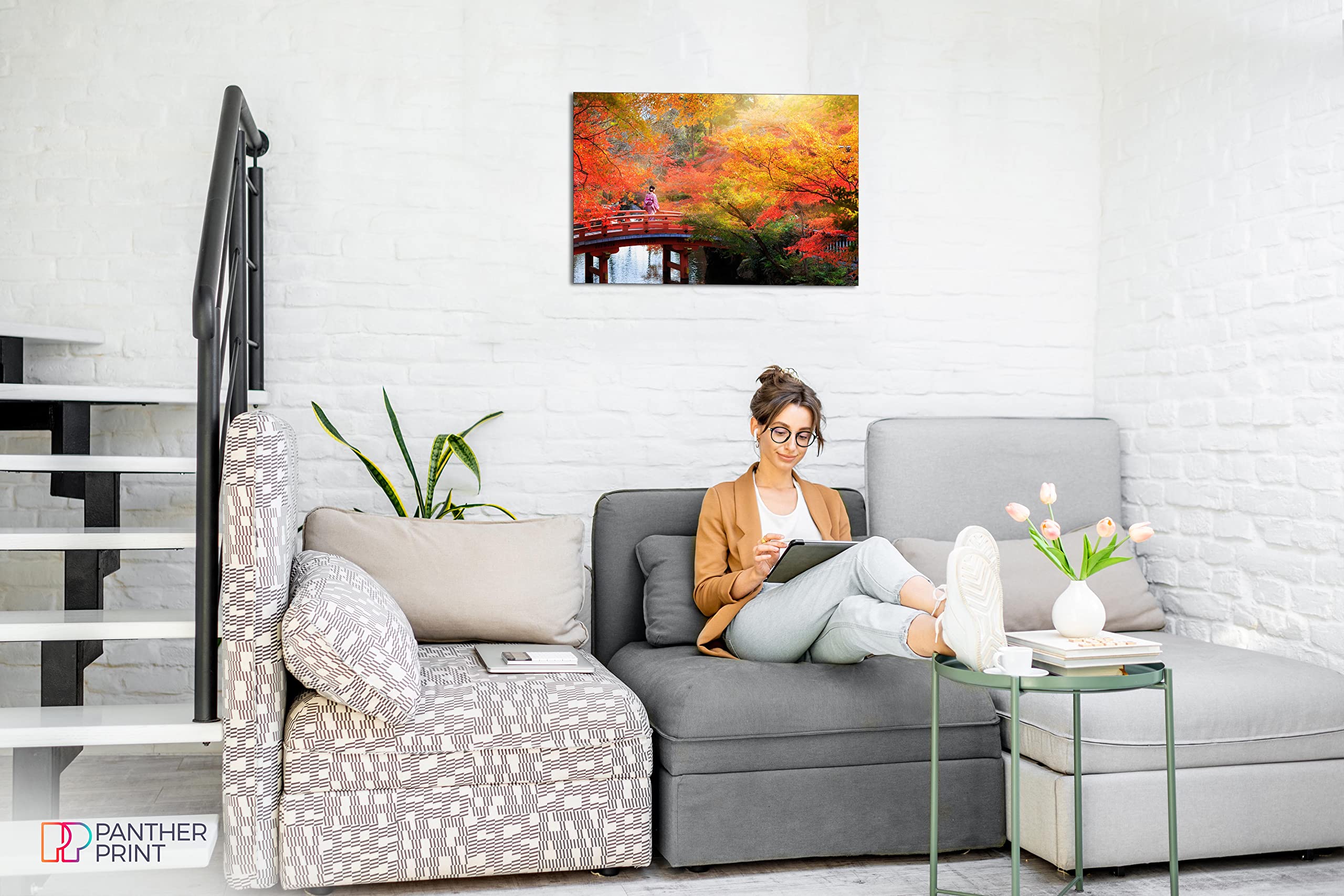 Panther Print, Canvas Wall Art, Pictures For Living Room And Bedroom, Modern Prints In Frames, Japanese Autumn Leaves Trees Canv