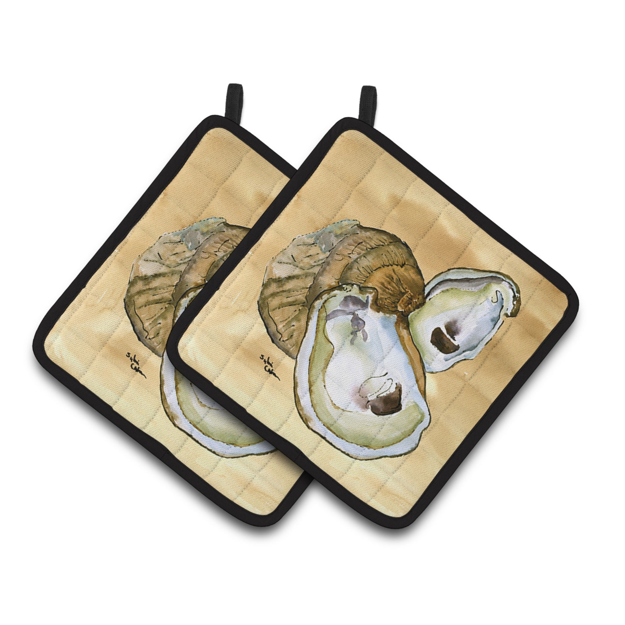 'Caroline'S Treasures Oyster Pair Of Pot Holders 8160Pthd, 7.5Hx7.5W, Multicolor''