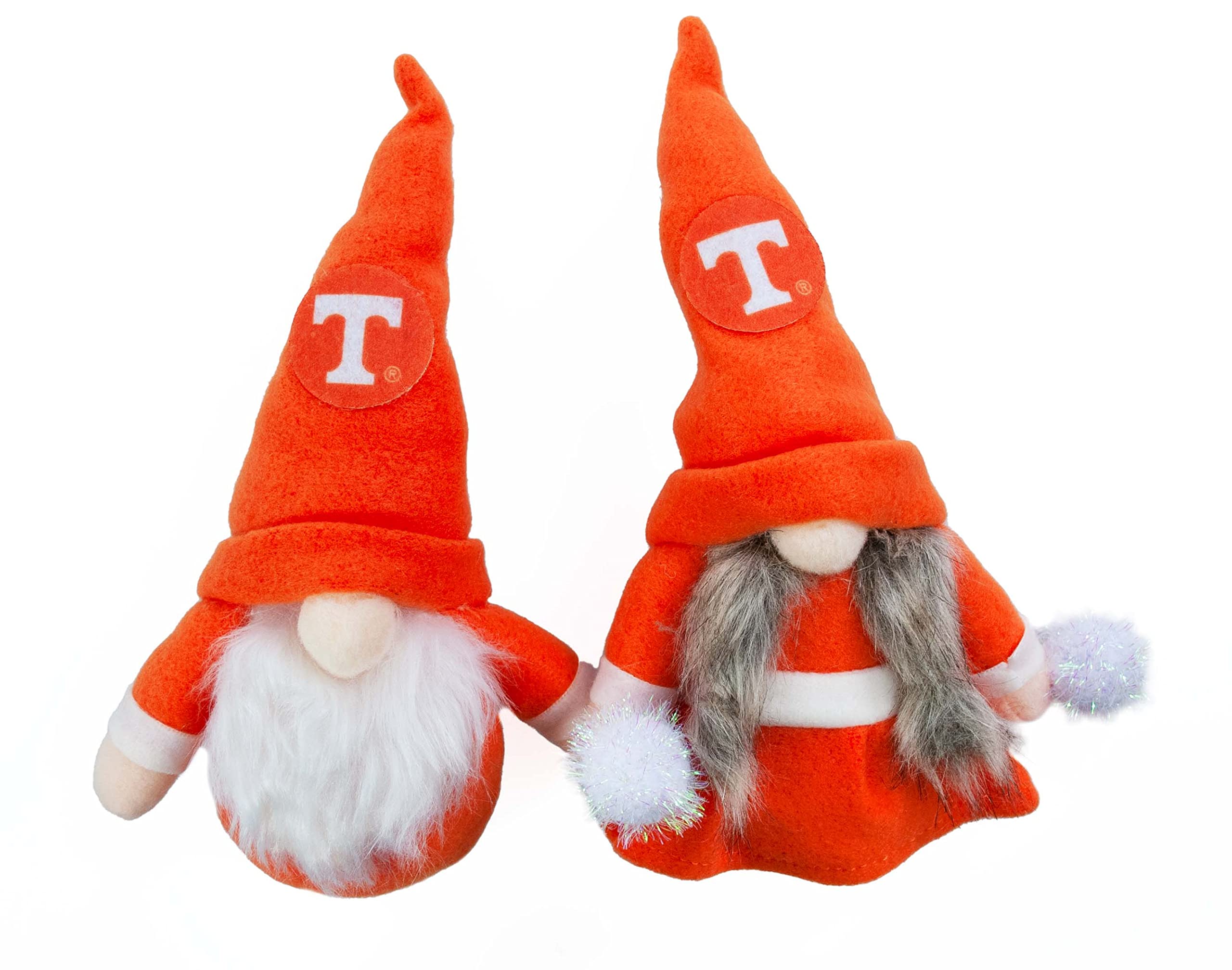 University Tennessee Volunteers Set of 2 Plush Gnome Christmas Tree Ornaments by Hannas Handiworks - Fan/Cheerleader Holiday/Dor