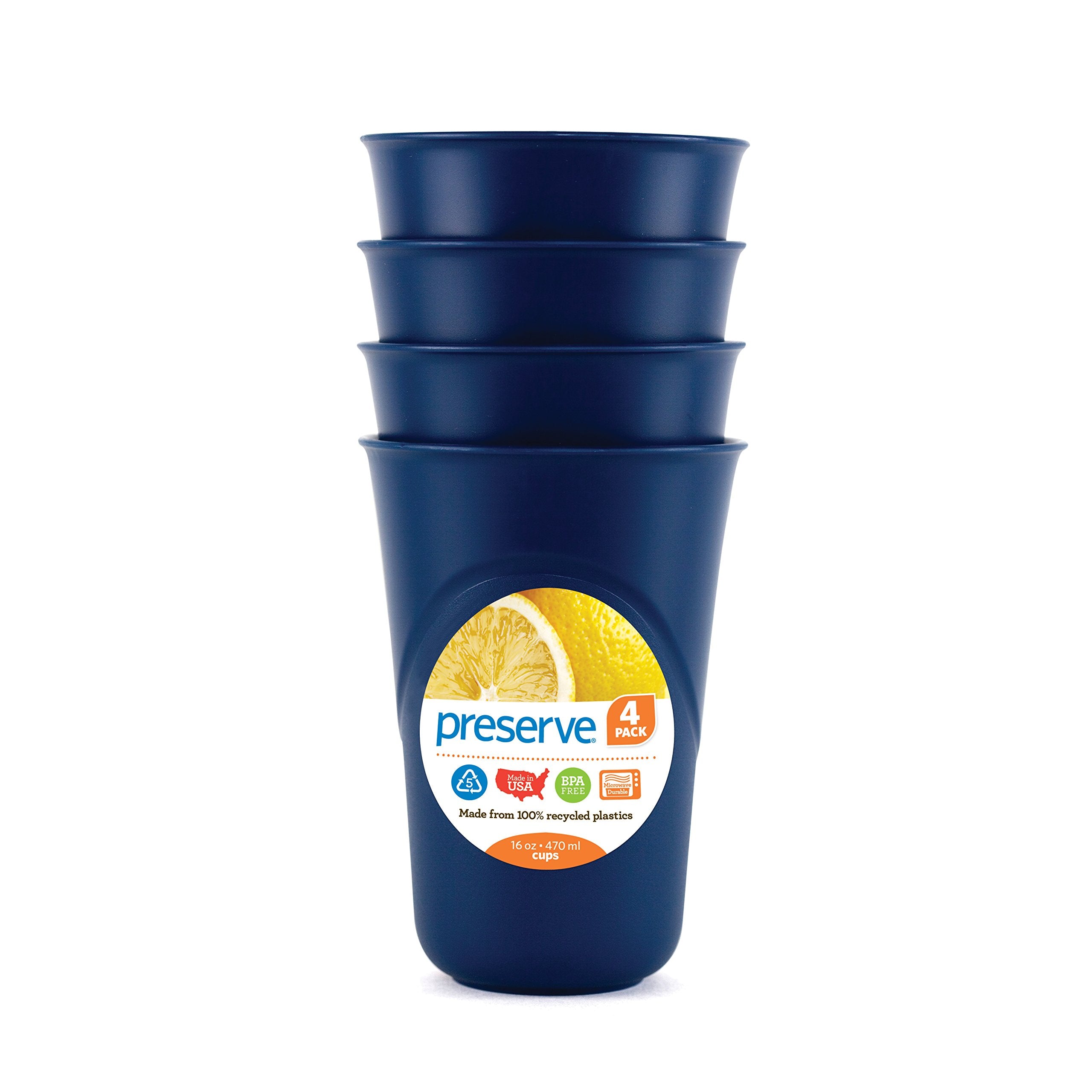 Preserve Everyday 16 Ounce Cups, Set Of 4, Blue
