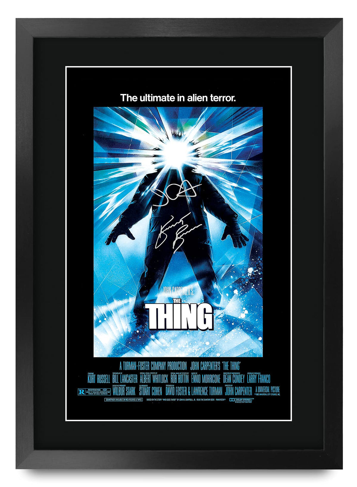 Hwc Trading The Thing Movie Poster John Carpenter Kurt Russell Signed 16 X 12 Inch Framed Gift Printed Autograph Film Print Phot