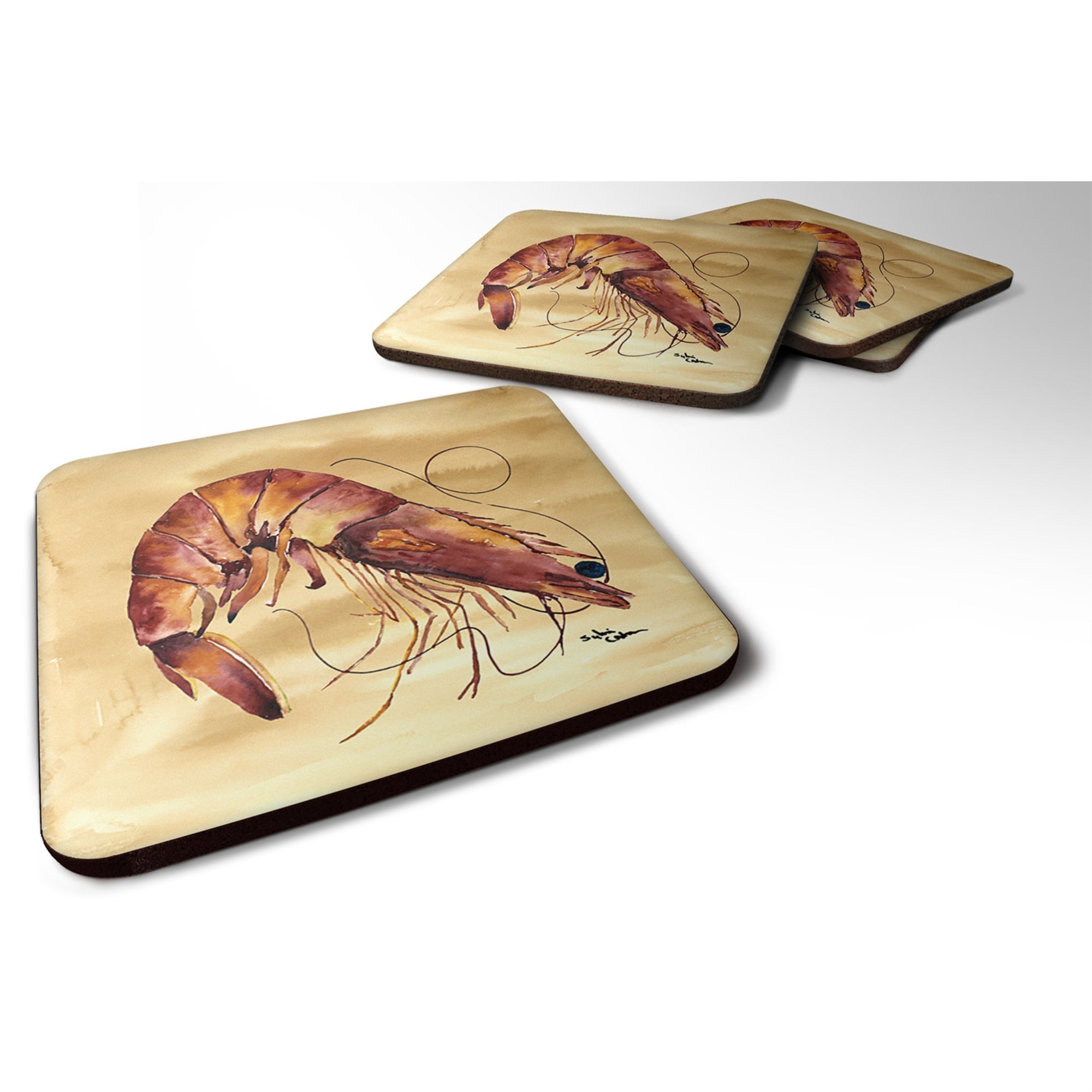 'Caroline'S Treasures 8161Fc Shrimp Foam Coasters (Set Of 4), 3.5'''' H X 3.5'''' W, Multicolor''