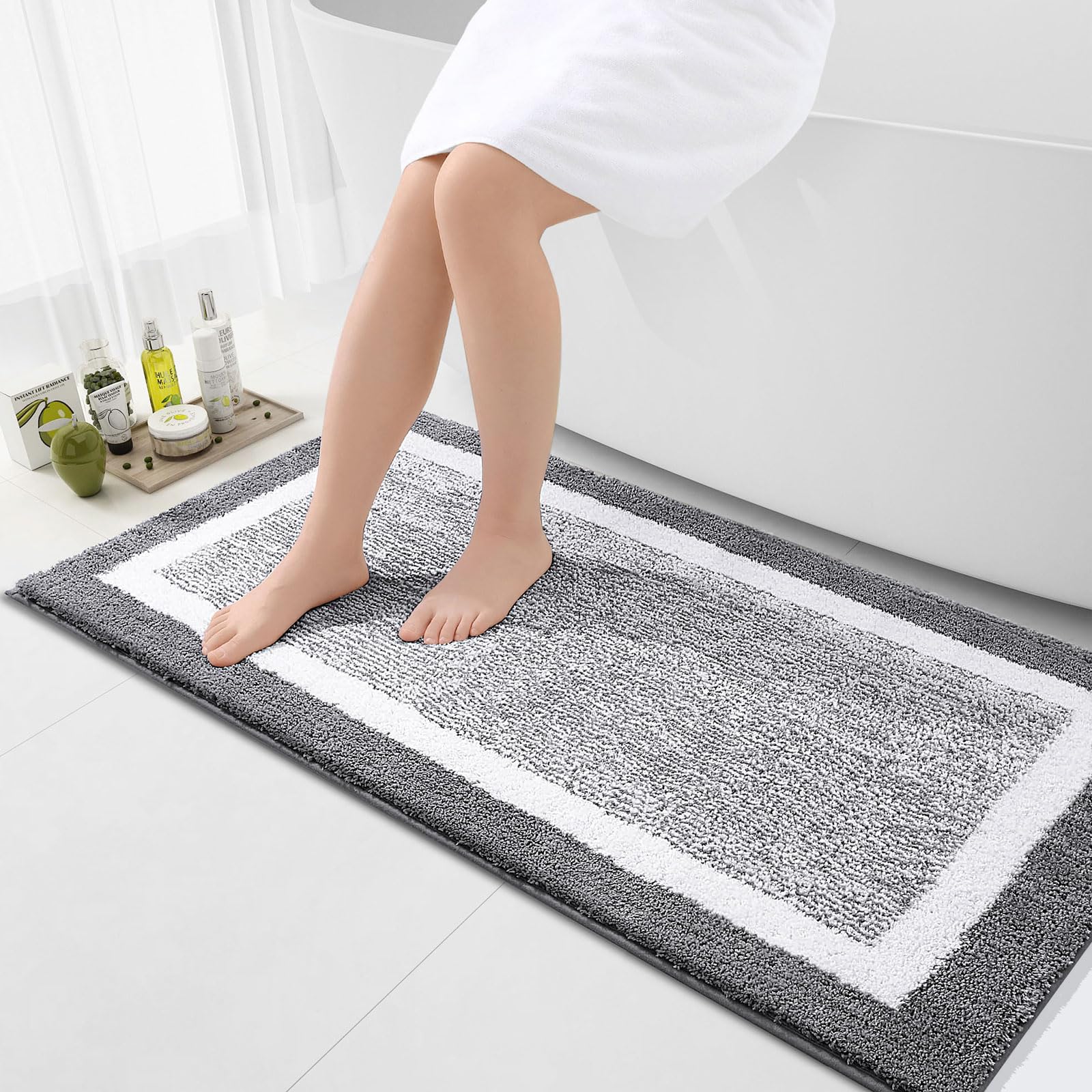 Olanly Bathroom Rugs 44X24, Extra Soft And Absorbent Microfiber Bath Mat, Non-Slip, Machine Washable, Quick Dry Shaggy Bath Carp