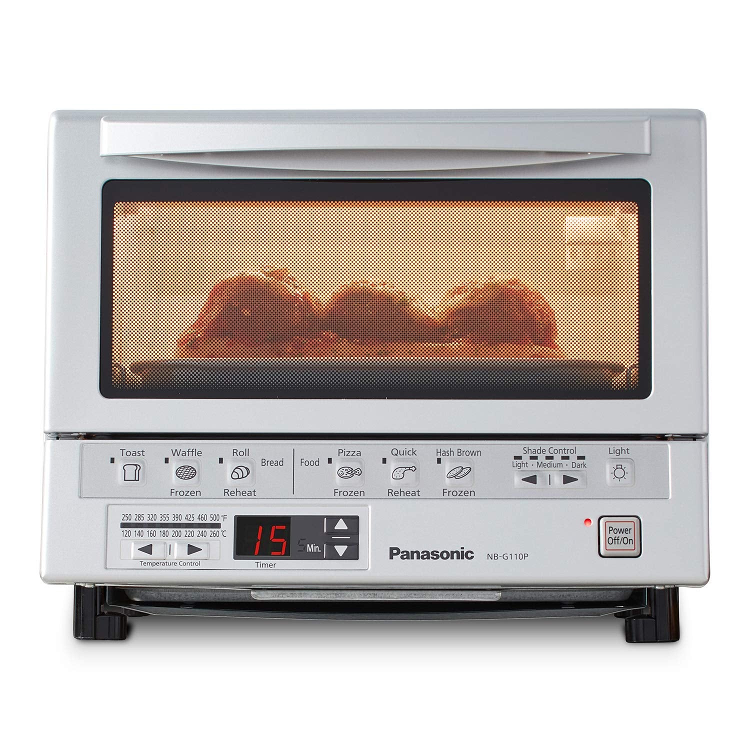 Panasonic FlashXpress Toaster Oven Countertop, 4Slice Compact Size with Double Infrared Heating, 6 Auto Cook Options and Precis
