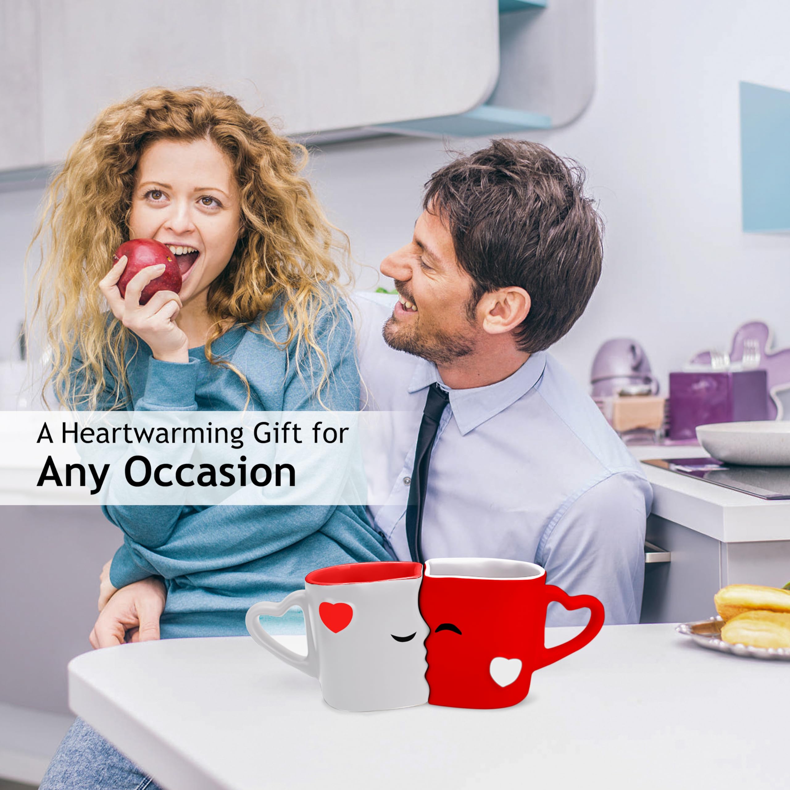 MIAMIO - coffee MugsKissing Mugs Bridal Pair gift Set for WeddingsBirthdayAnniversary with gift Box (Red)