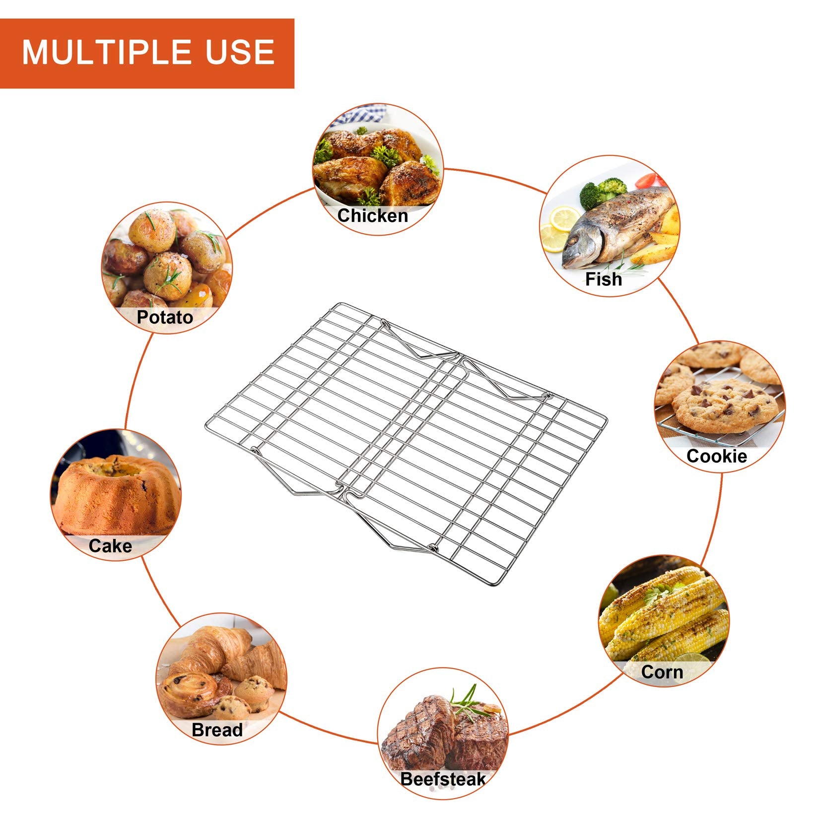 P&P Chef Cooling Rack, 5-Tier Stainless Steel Stackable Baking Cooking Racks For Cooling Roasting Grilling, Collapsible & Heavy