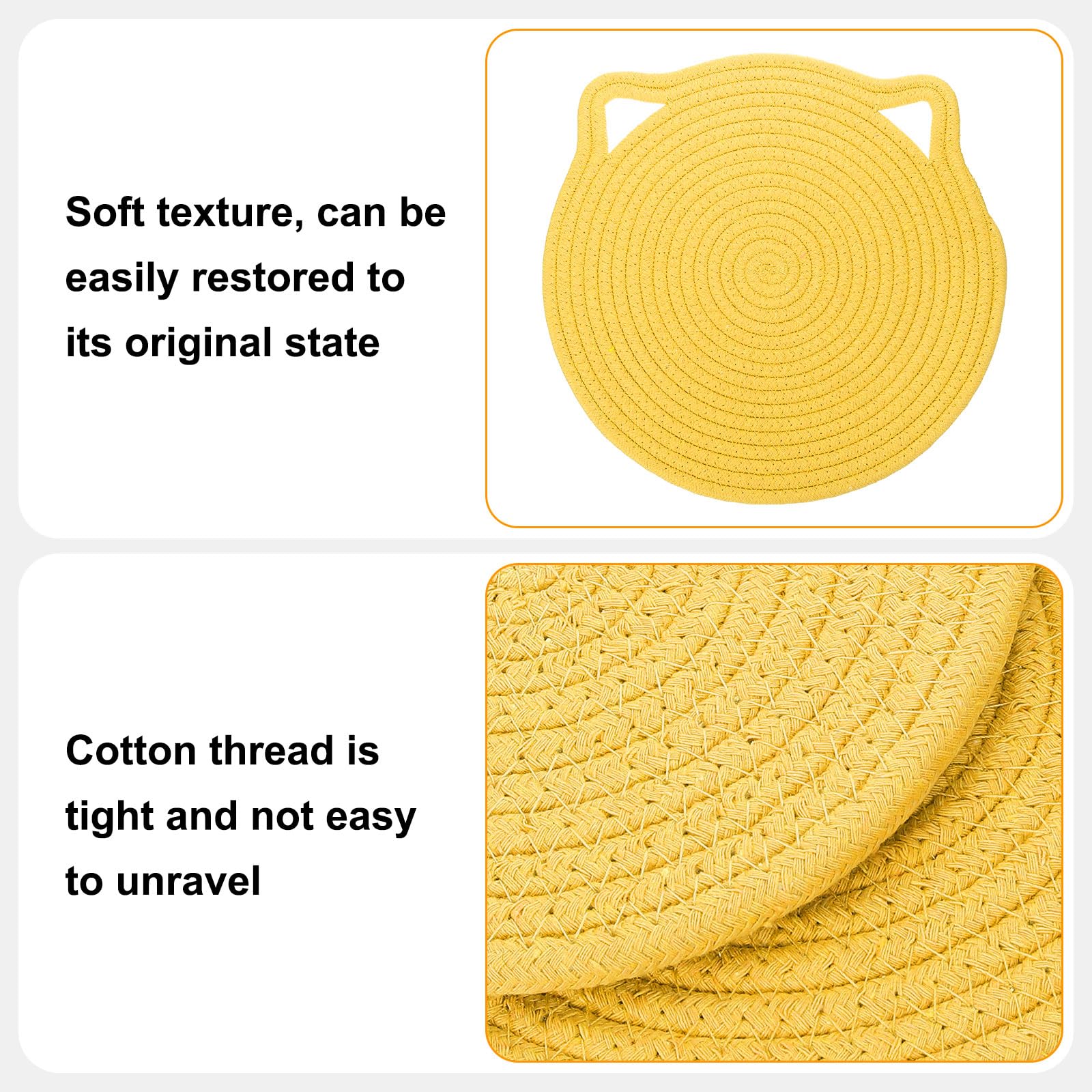 Uxcell Pot Holders, 3Pcs 12'' - Cotton Trivets Set, Cat Ear Heat Insulation Pad, Pot Holder For Cups, Plates, Hot Pots And Pans,