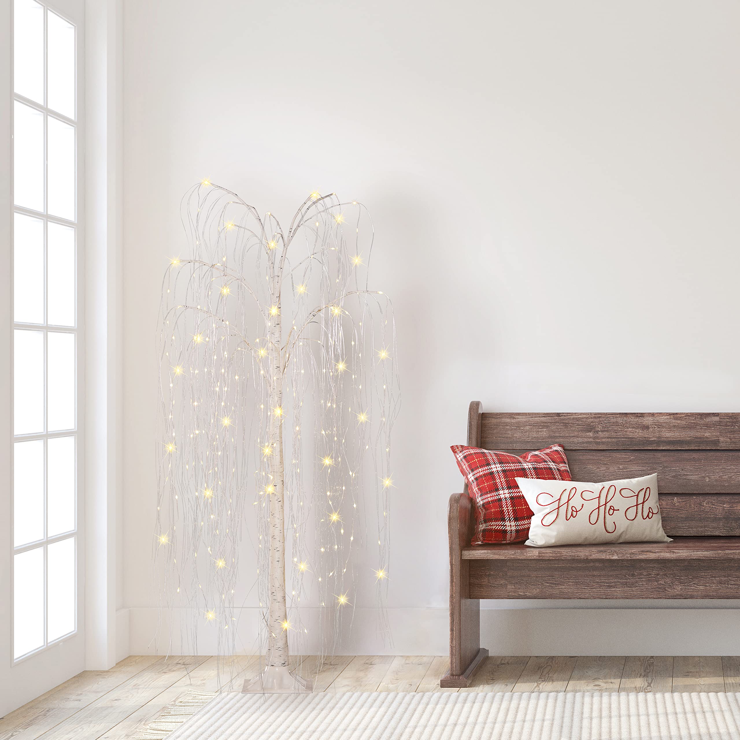 5 ft Pre- Lit Outdoor Willow Tree with 240 Warm White Multi Function LED Lights
