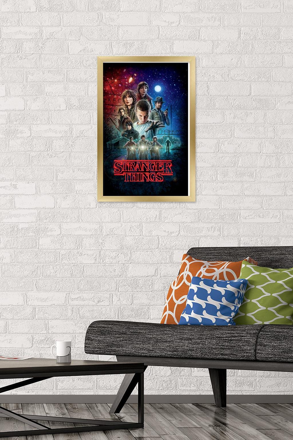 Trends International Netflix Stranger Things Wall Poster, 22.4" x 14.7", Gold Framed Version, Model FR16251GLD14X22