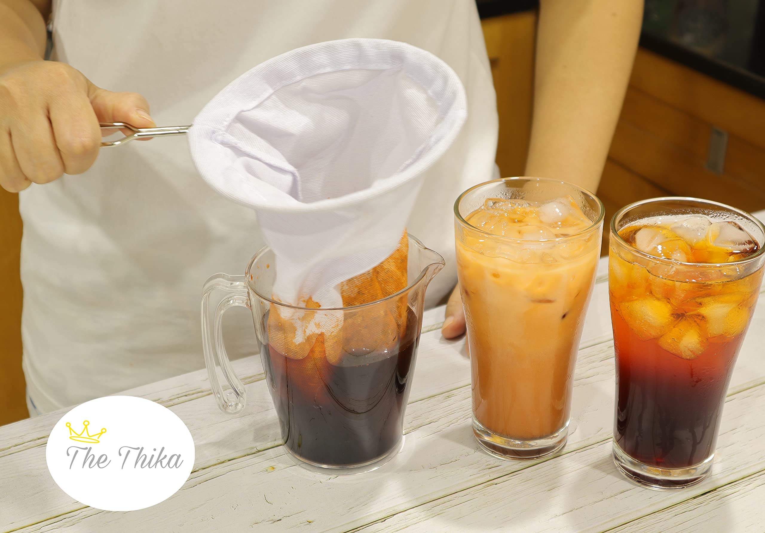 The Thika : 5.3    Large Reusable Coffee/Tea Filter Traditional Thai Style,Coffee Strainer, Cloth Tea Filter Sock, Pour Over Cof
